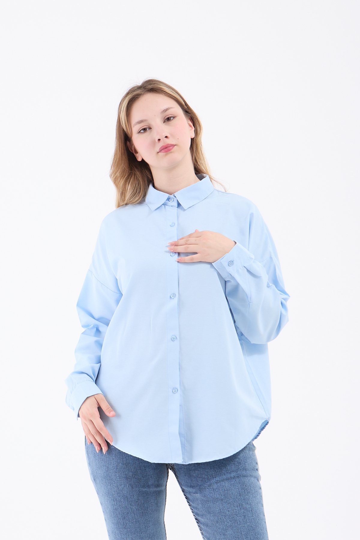 Luvty Vera Oversize Gömlek - Mavi