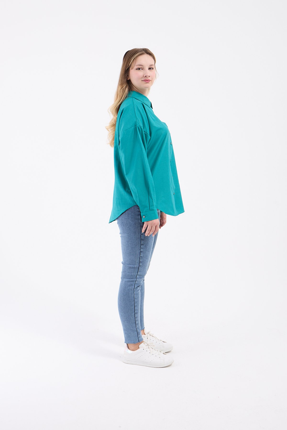 Luvty Vera Oversize Gömlek - Petrol Yeşili