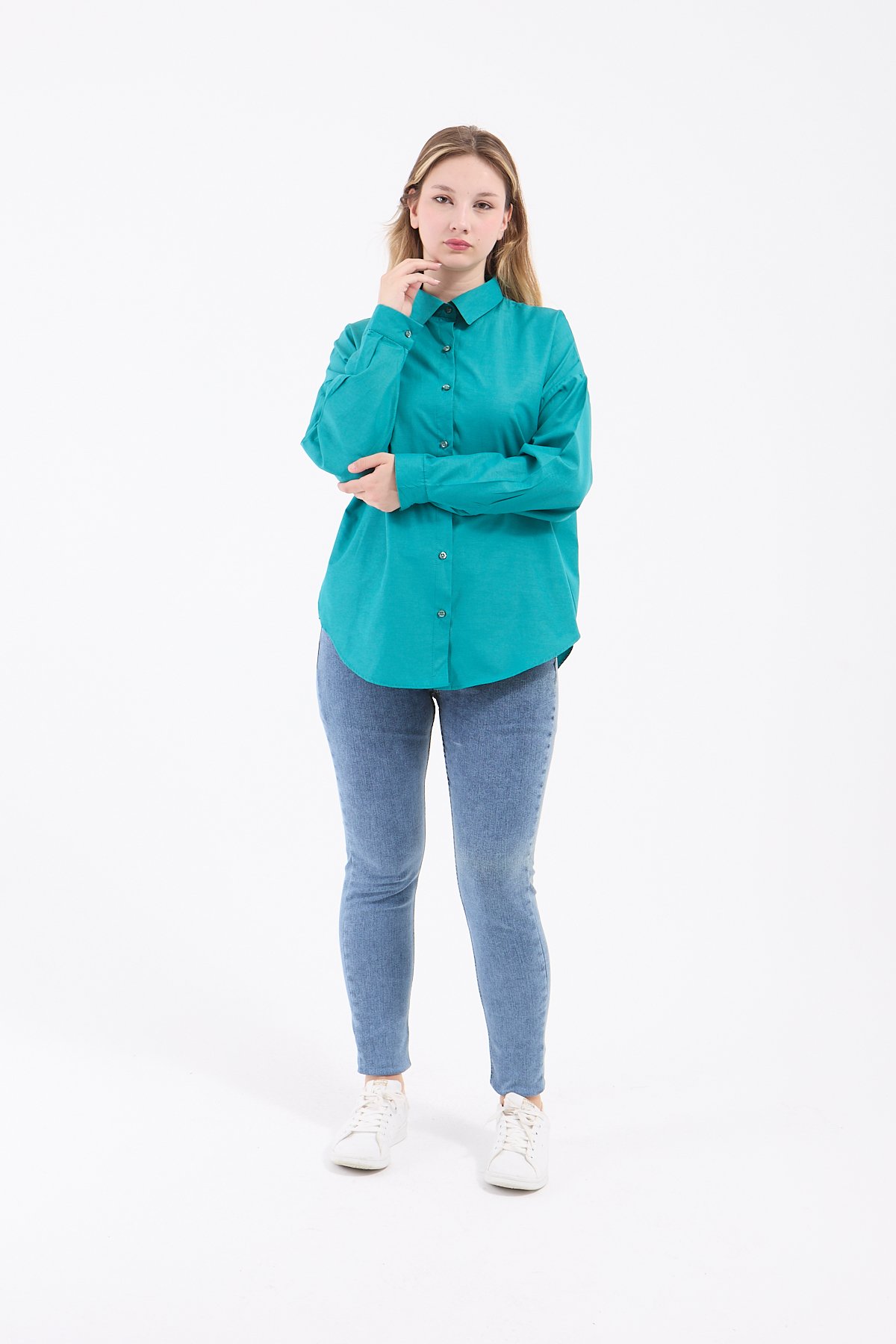Luvty Vera Oversize Gömlek - Petrol Yeşili