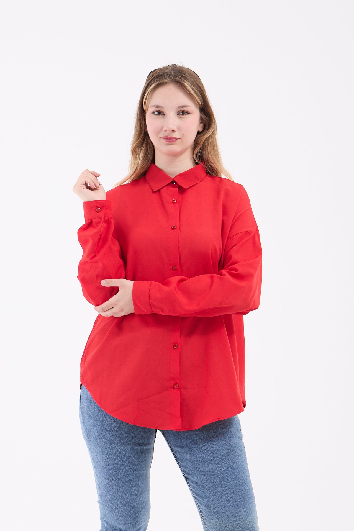Luvty Vera Oversize Gömlek - Kırmızı