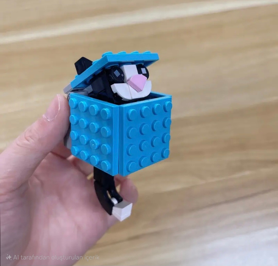 Yapı blokları ile kedi anahtarlık