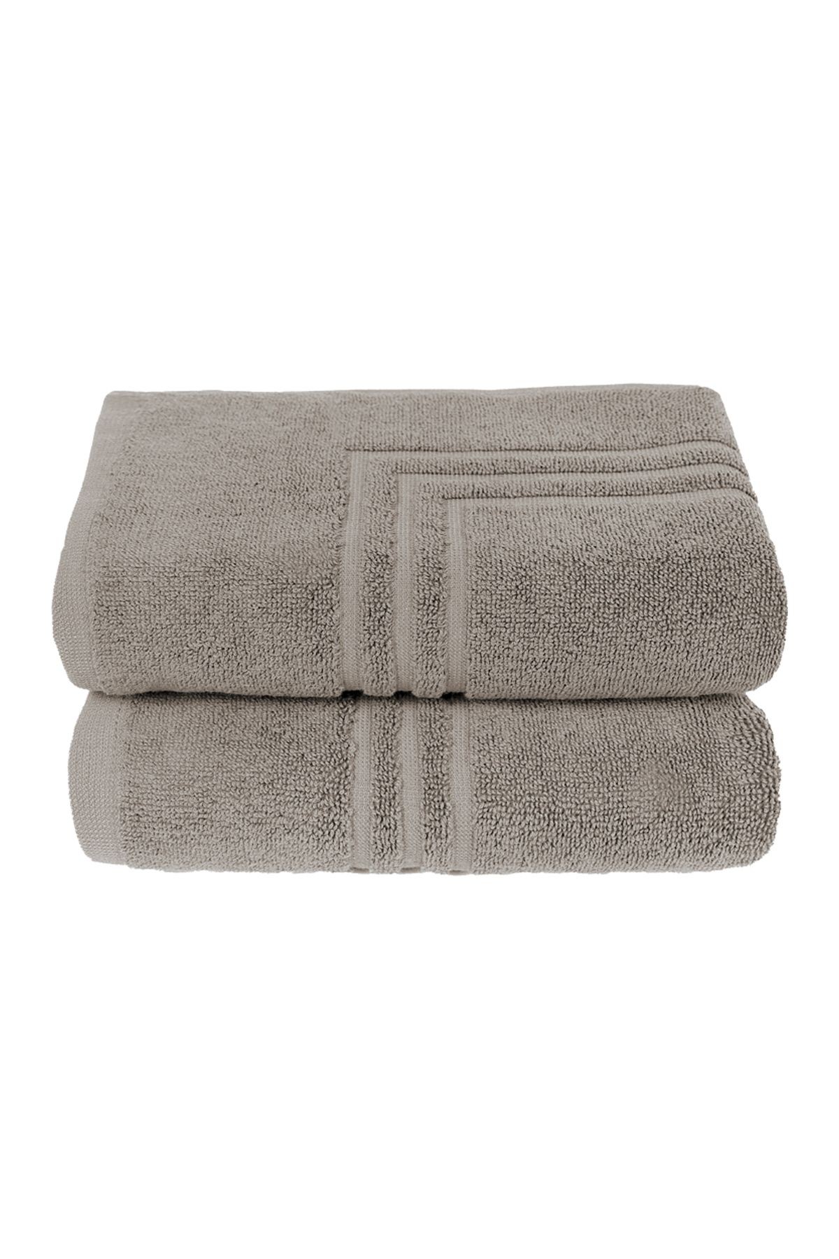 Boheme %100 Pamuklu Lüks 2'li Banyo Paspası Seti | 50x70cm | Antrasit - açık kahverengi