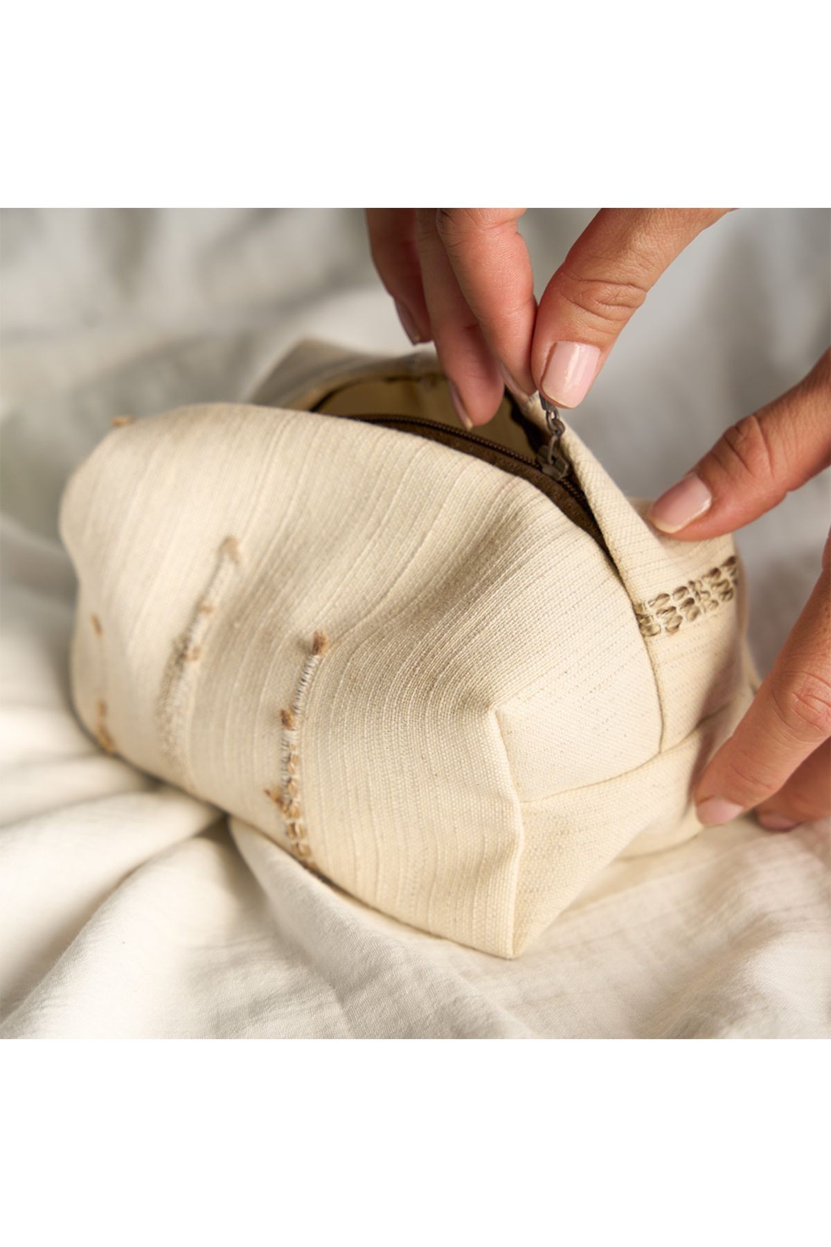 Makyaj Çantası Düzenleyici Seyahat Tipi Çanta Organizer Natural | Ekru - ekru