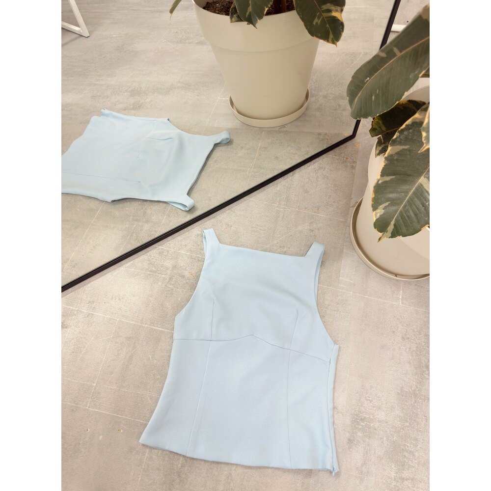 Sırtı Kurdele Detaylı Bebe Mavisi Bluz