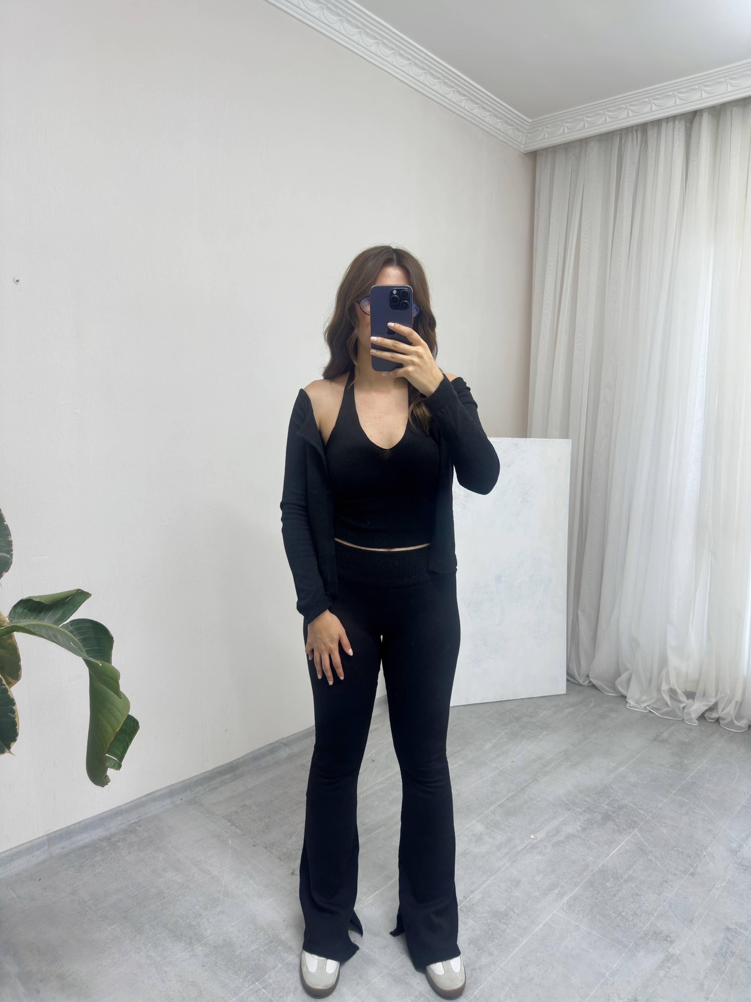 3'lü (Hırka - Bluz - Pantolon) Triko Takım