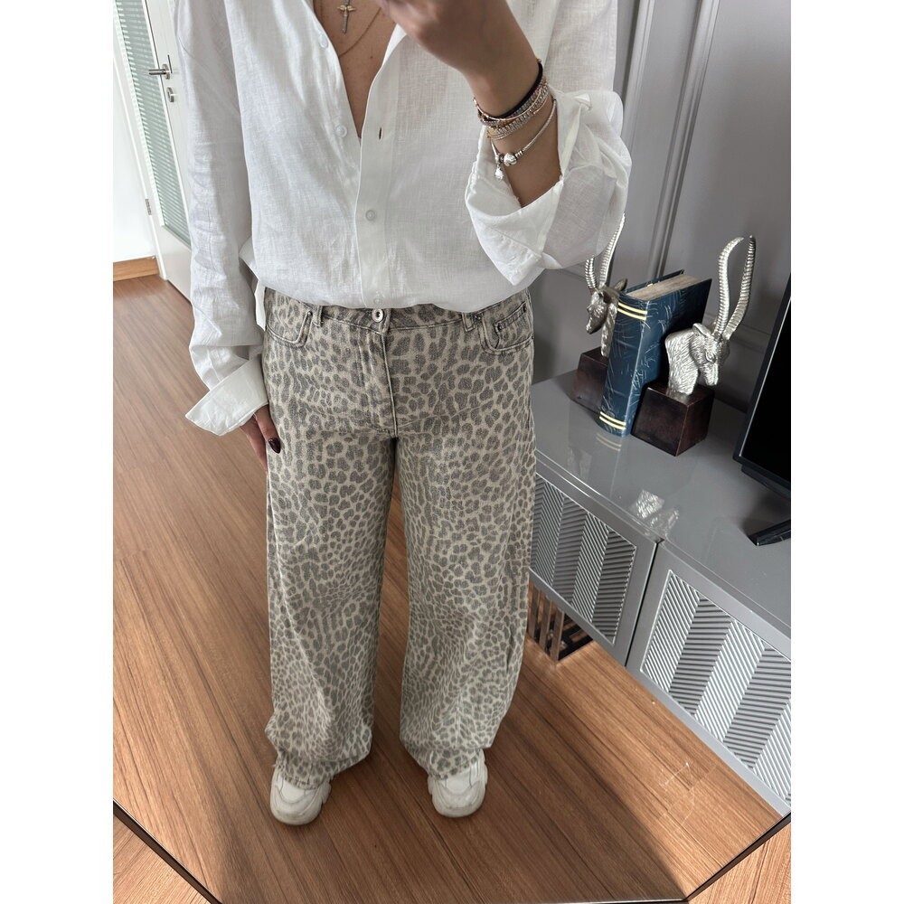 İthal Leopar Baggy Jean