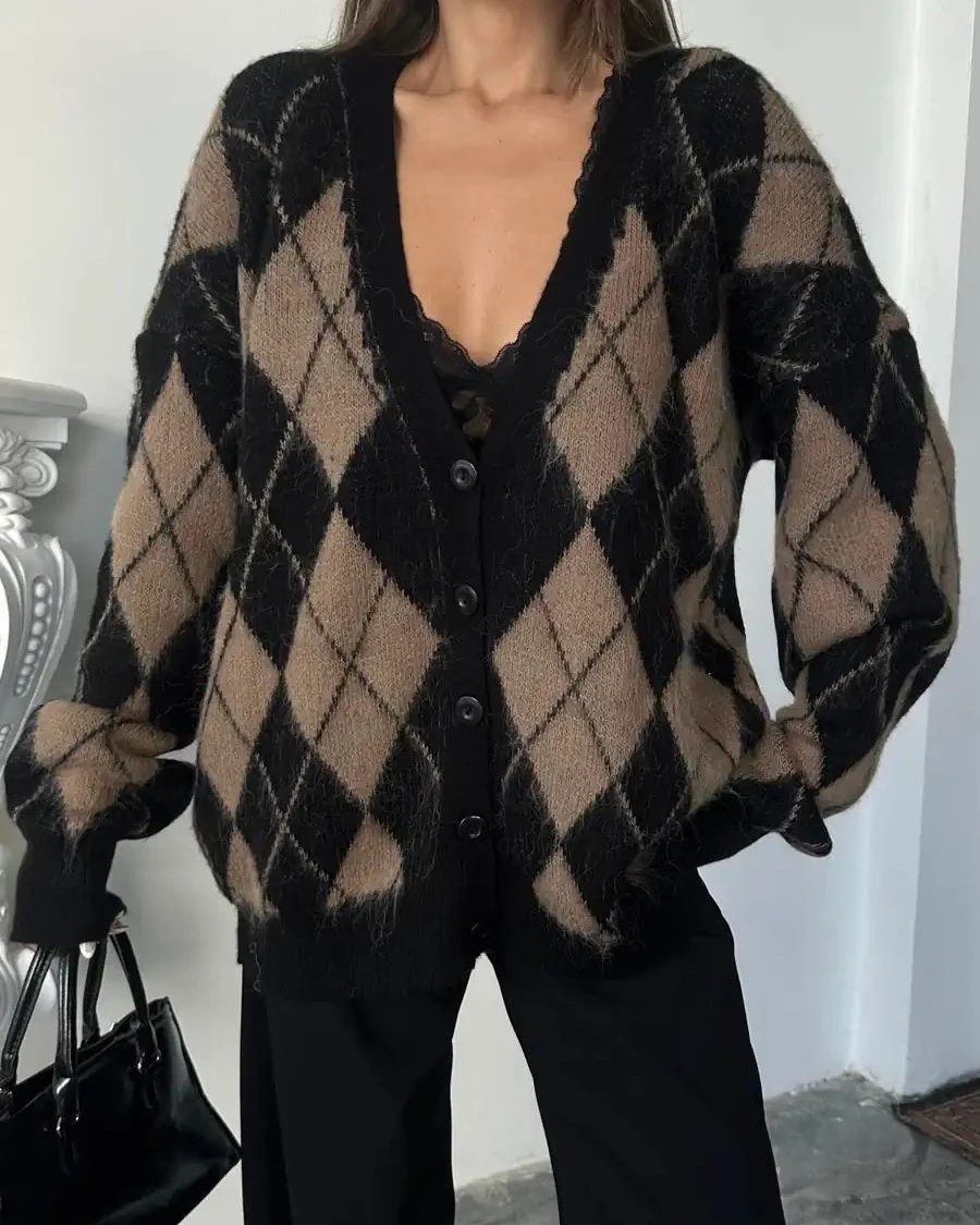 Baklava Desenli Kırçıllı Hırka