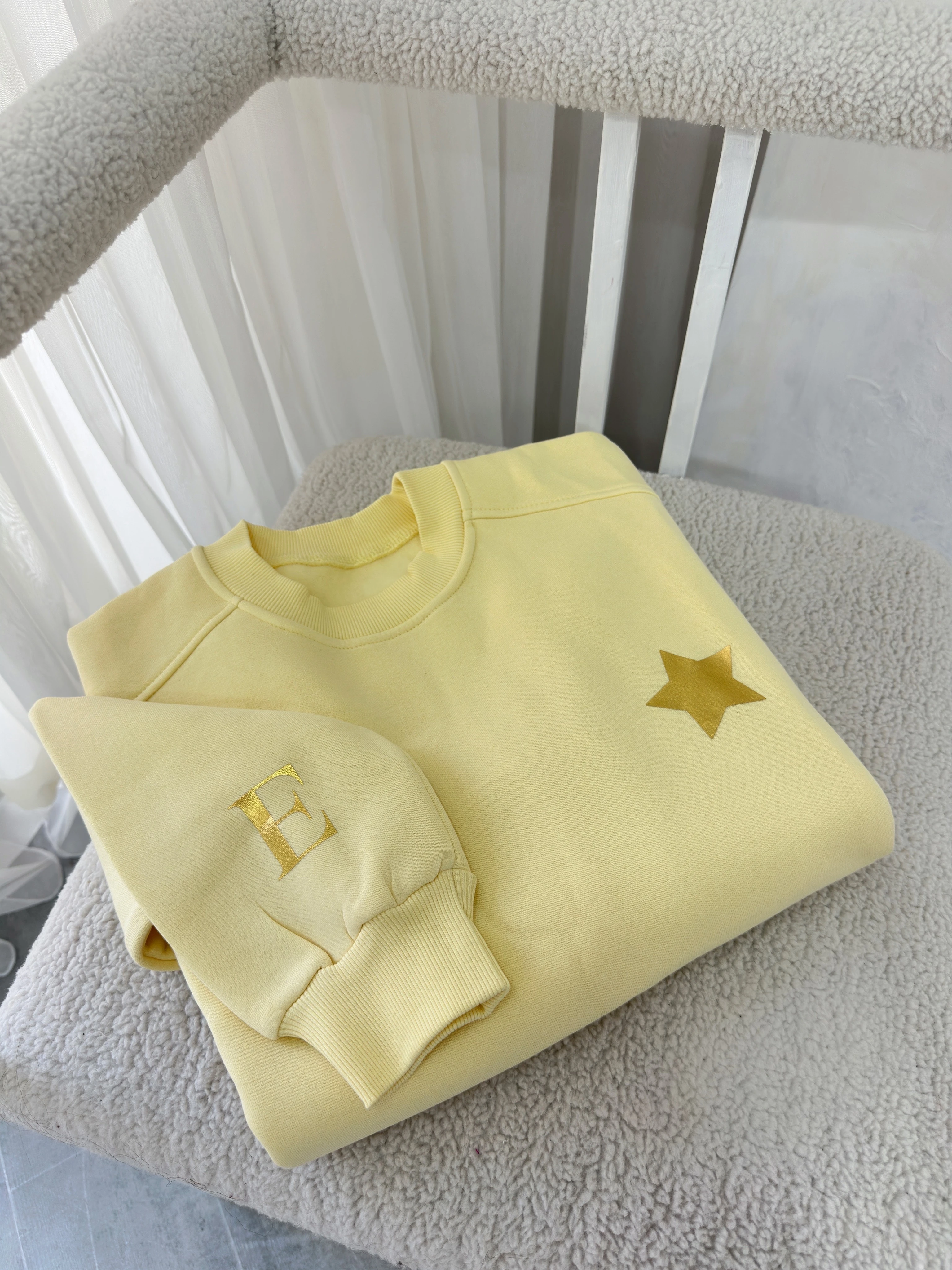 Kişiselleştirilebilir Harfli Bebek Sarı Sweatshirt