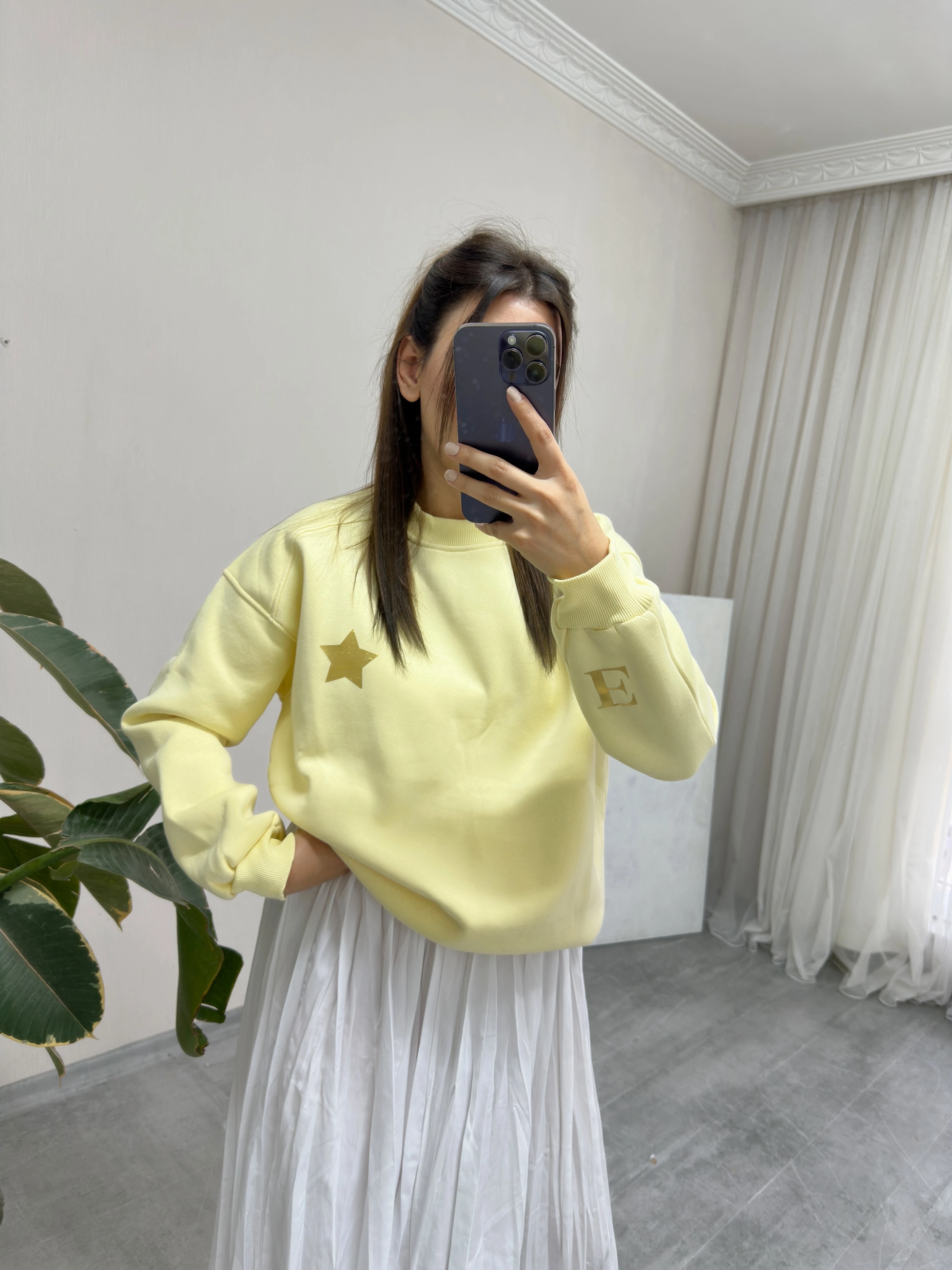 Kişiselleştirilebilir Harfli Bebek Sarı Sweatshirt