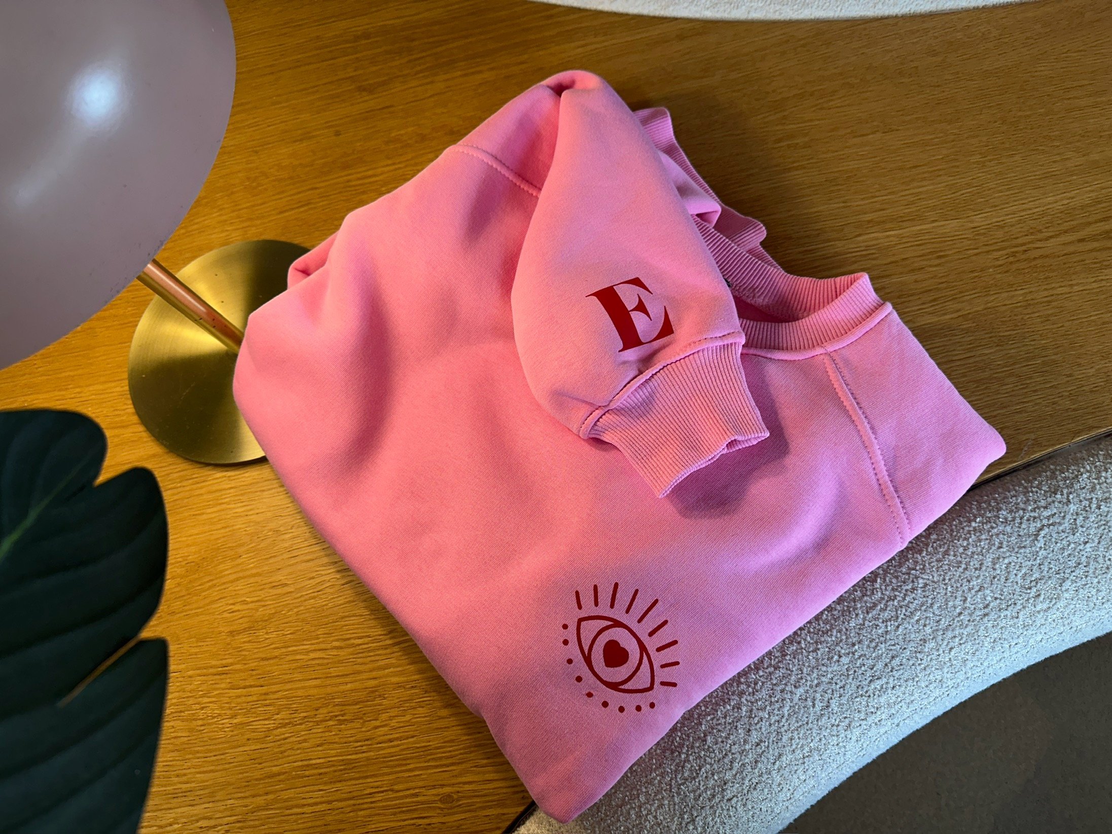 Kişiye Özel Harfli Pembe Sweatshirt