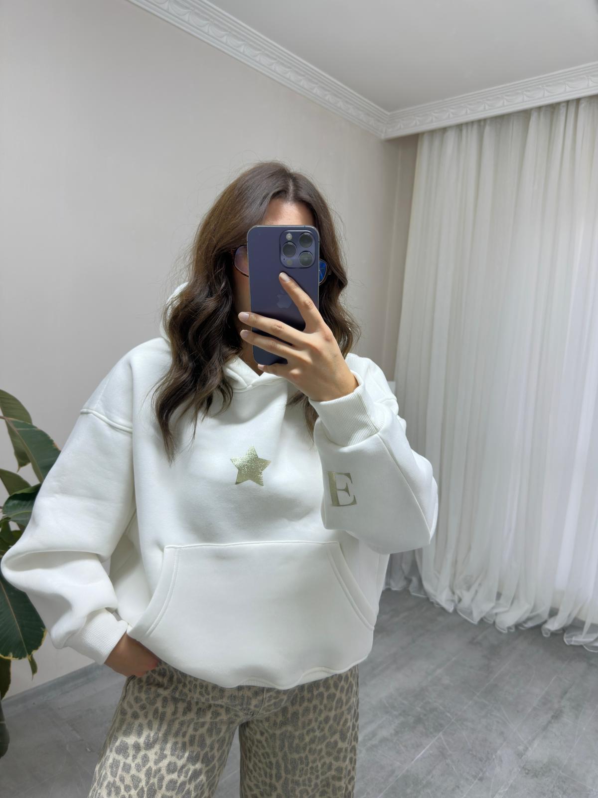 Kapüşonlu Kişiselleştirilebilir Harfli Sweatshirt