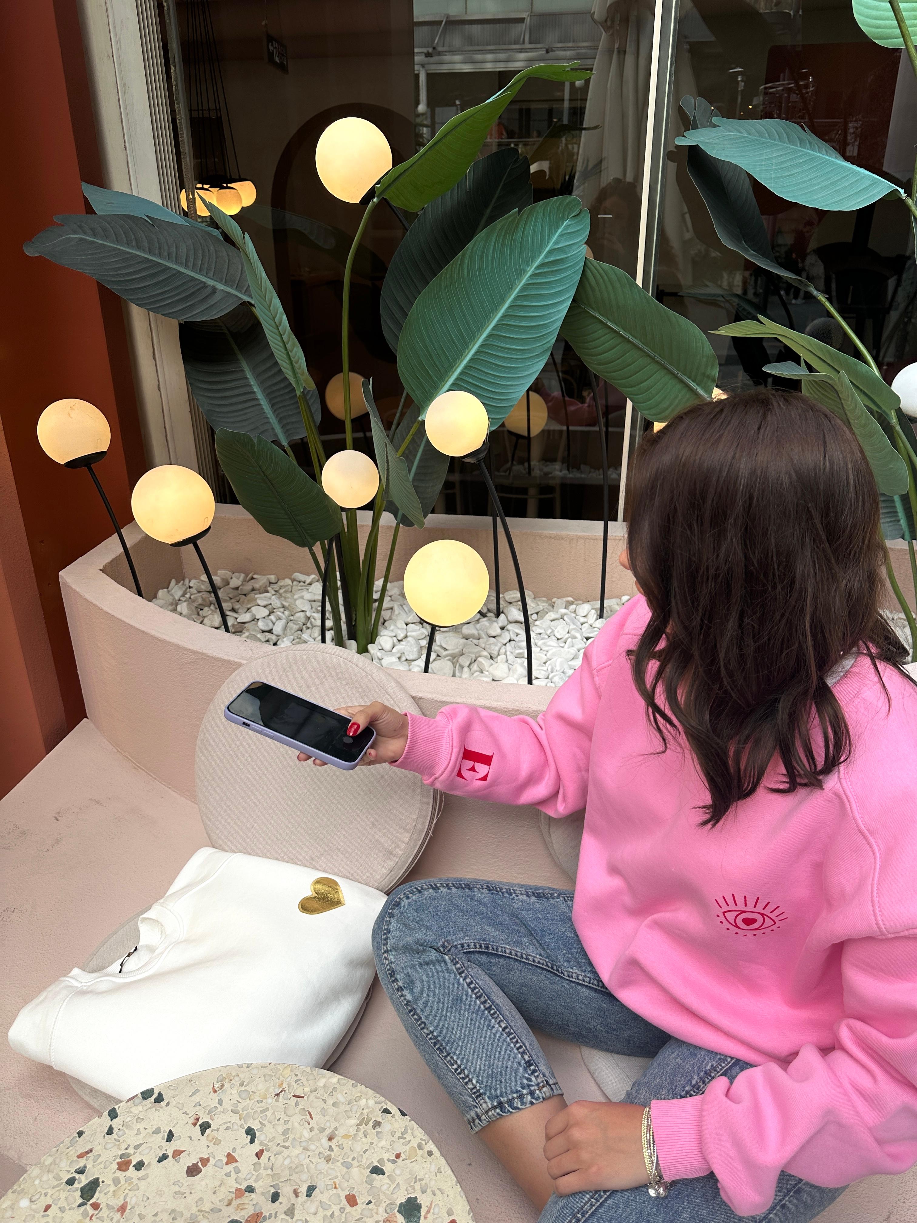 Kişiye Özel Harfli Pembe Sweatshirt