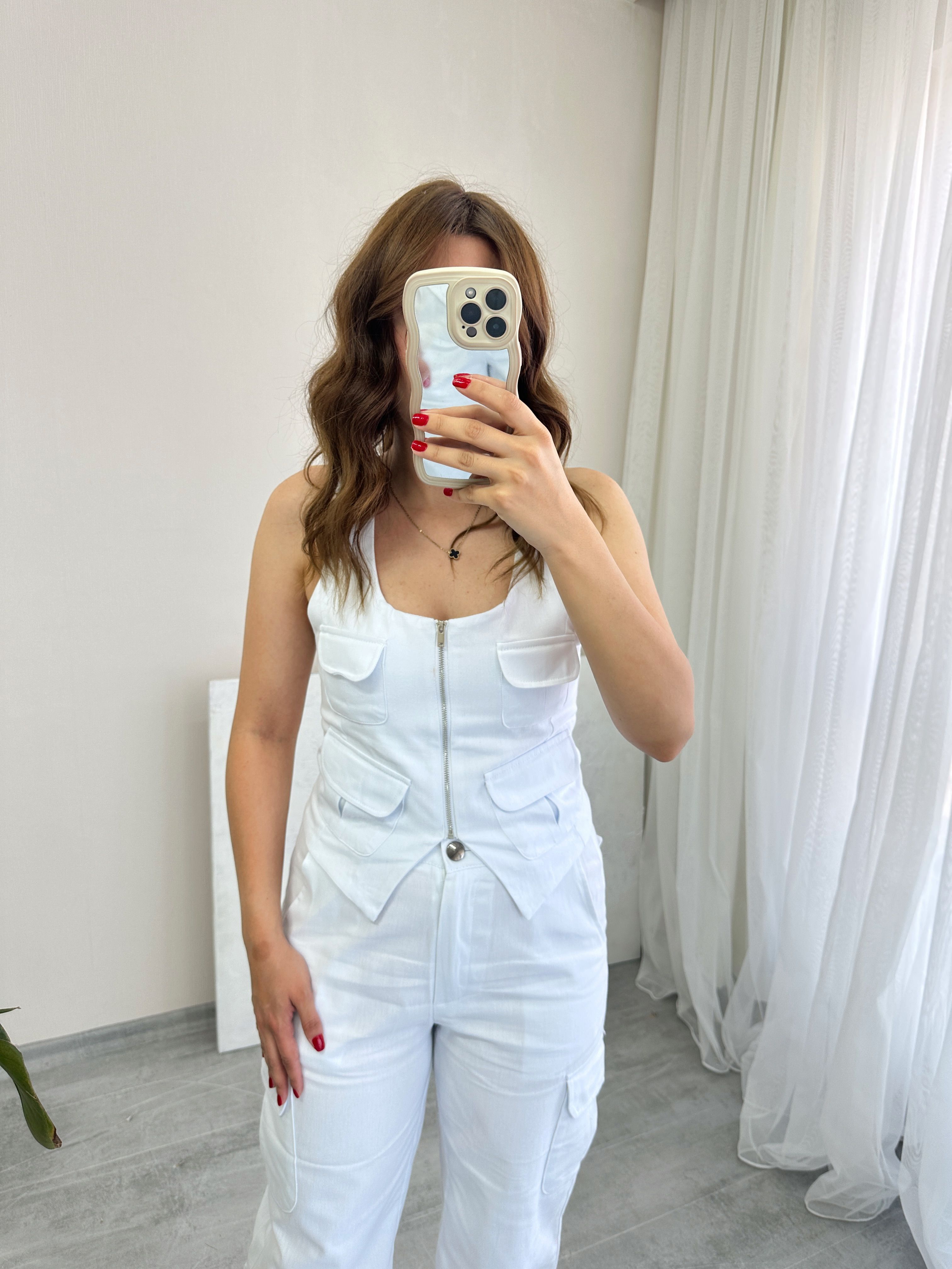 Beyaz İnce Gabardin Kumaş Takım