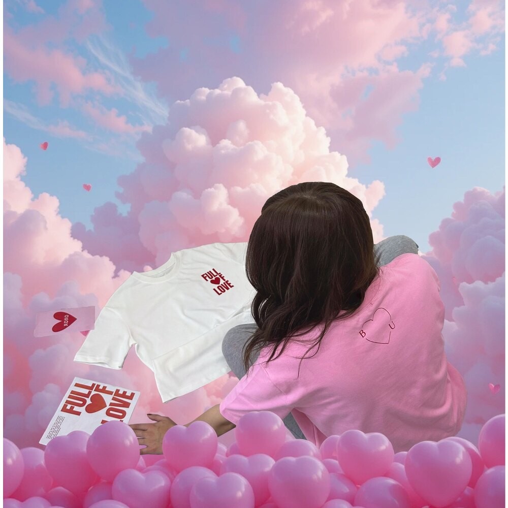 Sırtı Kişiselleştirilebilir Harfli Kalpli Pembe Tshirt
