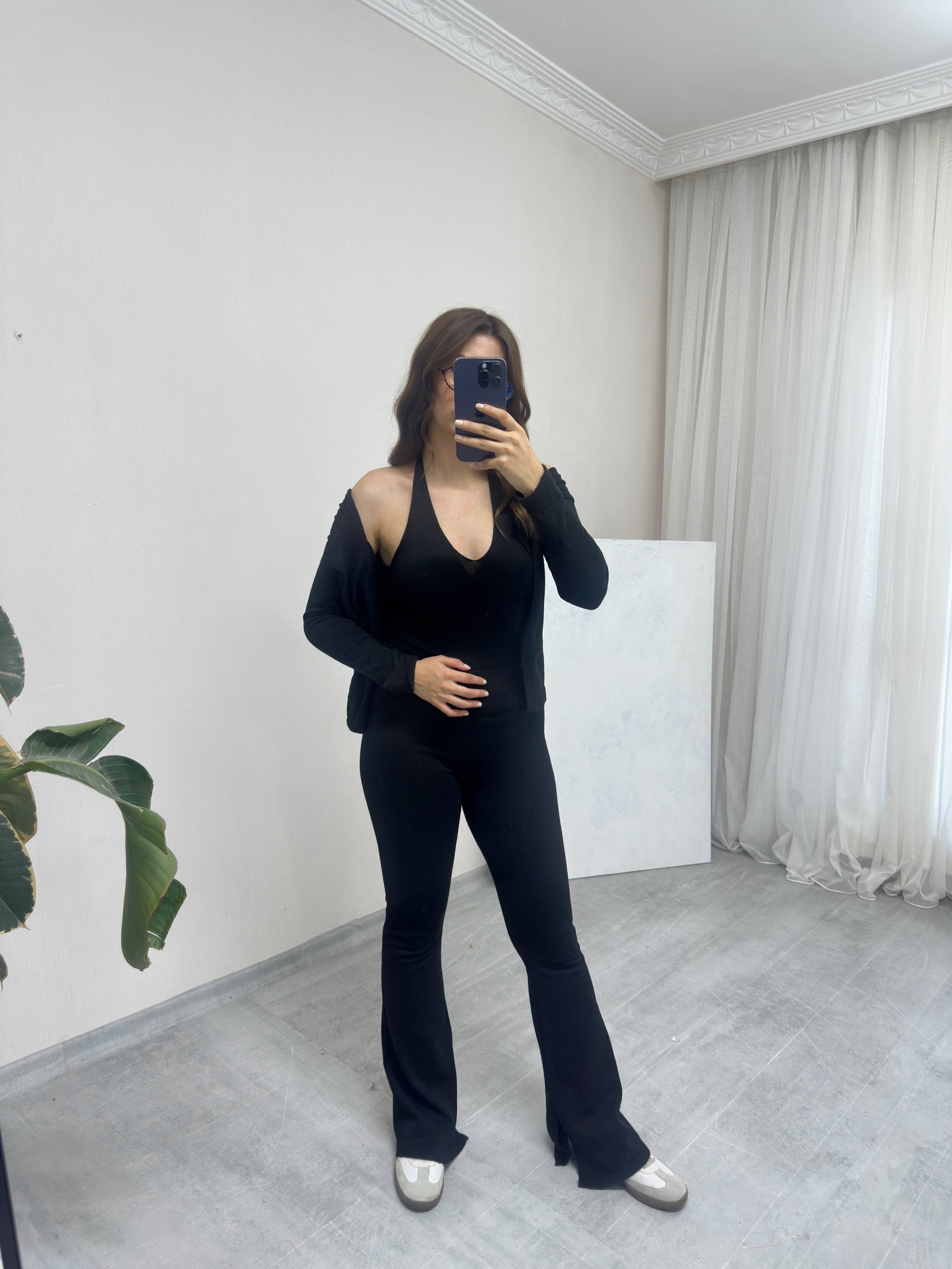 3'lü (Hırka - Bluz - Pantolon) Triko Takım