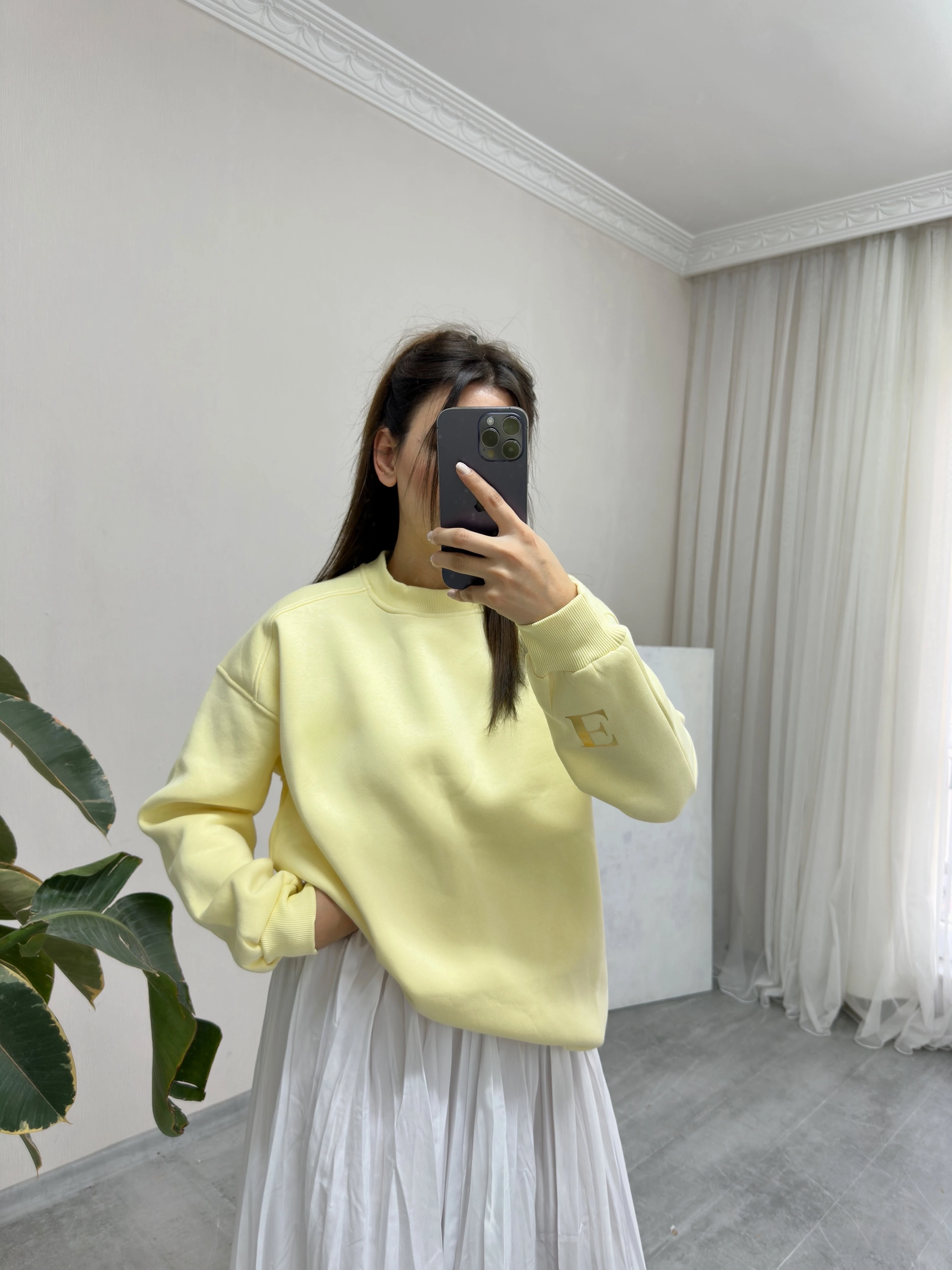 Kişiselleştirilebilir Harfli Bebek Sarı Sweatshirt