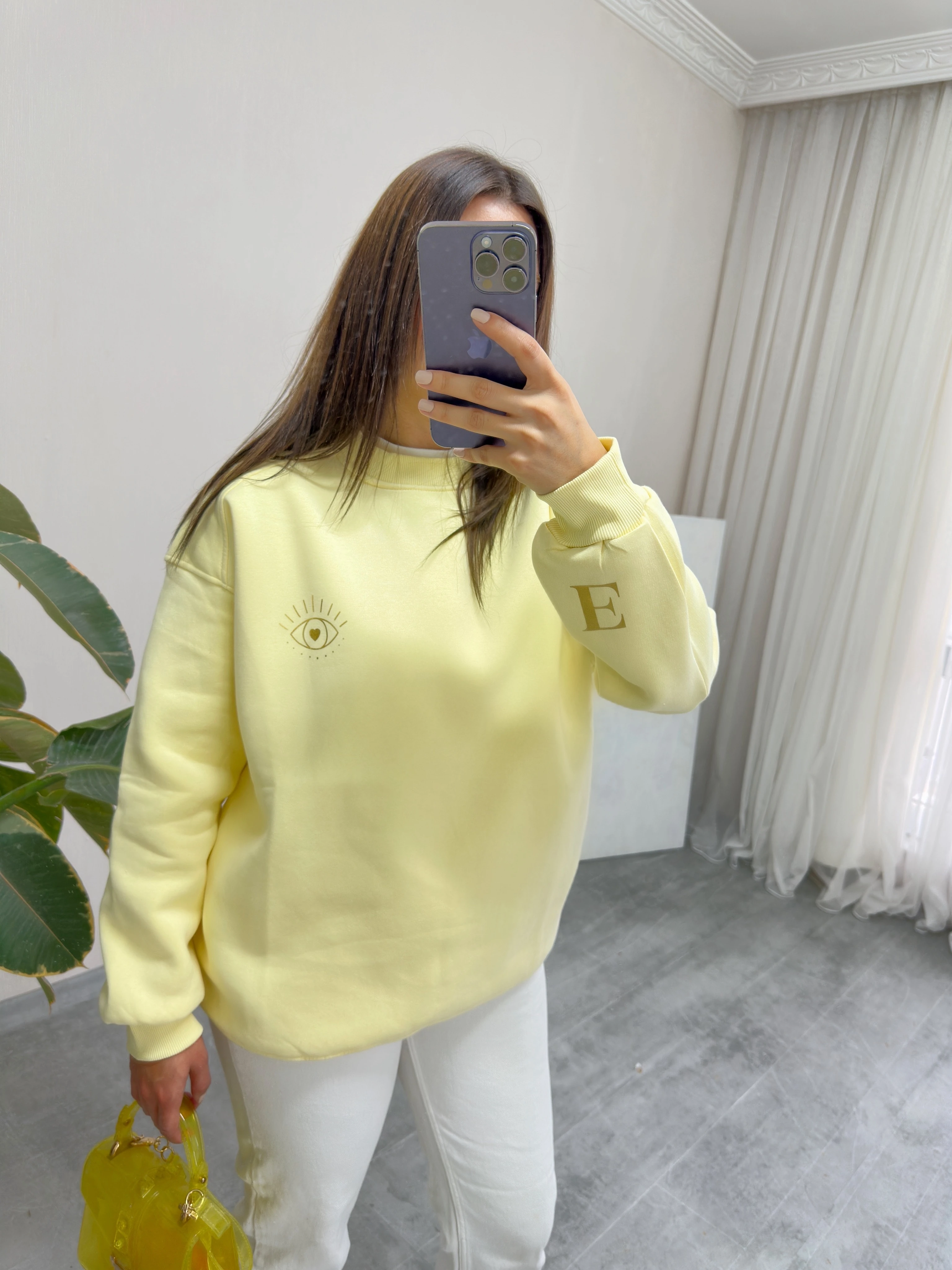 Kişiselleştirilebilir Harfli Bebek Sarı Sweatshirt