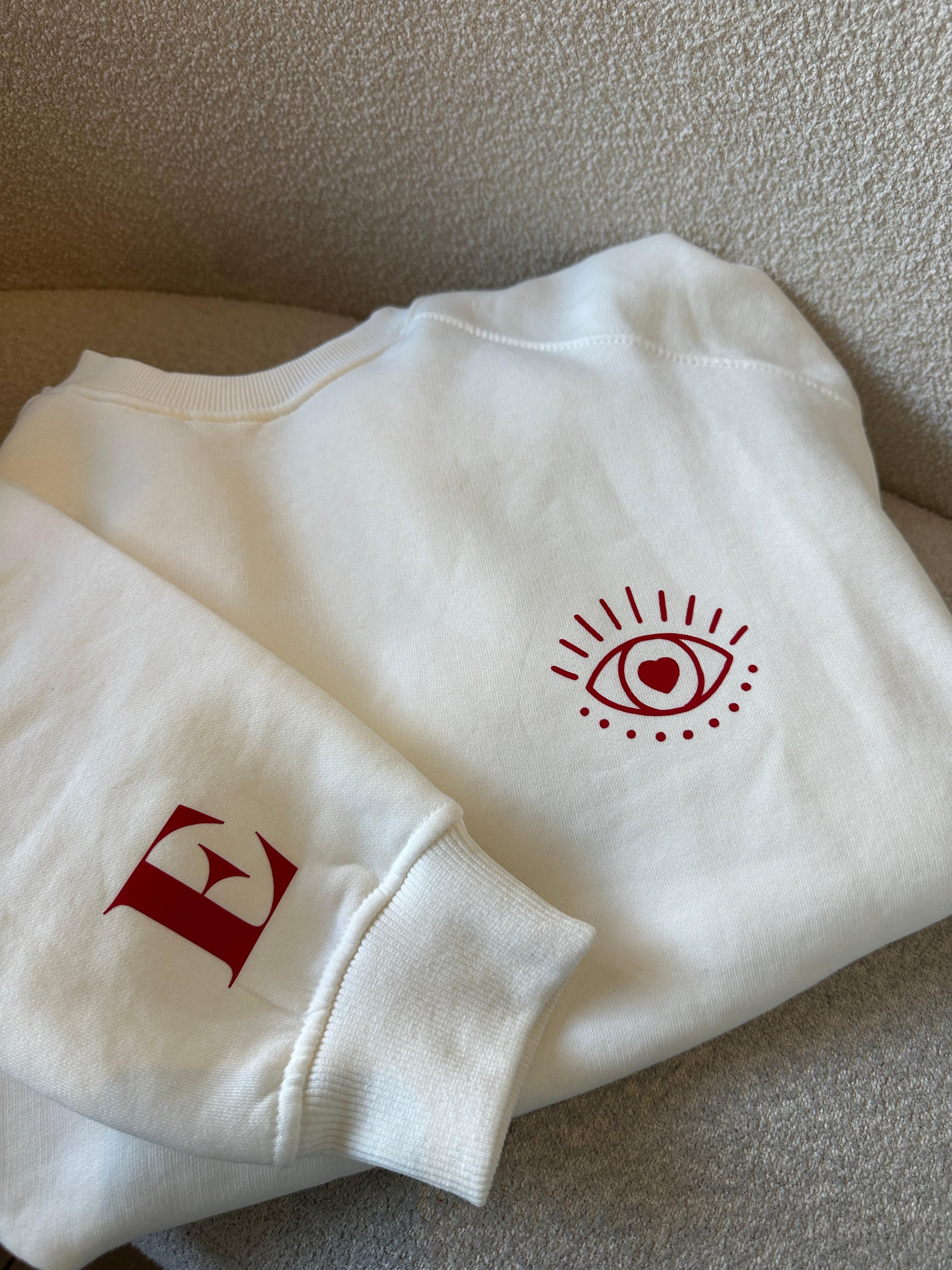 Kişiye Özel Harfli Beyaz Sweatshirt