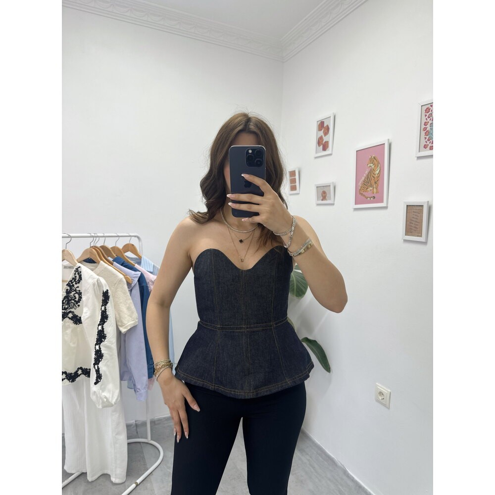 Denim Korse Top
