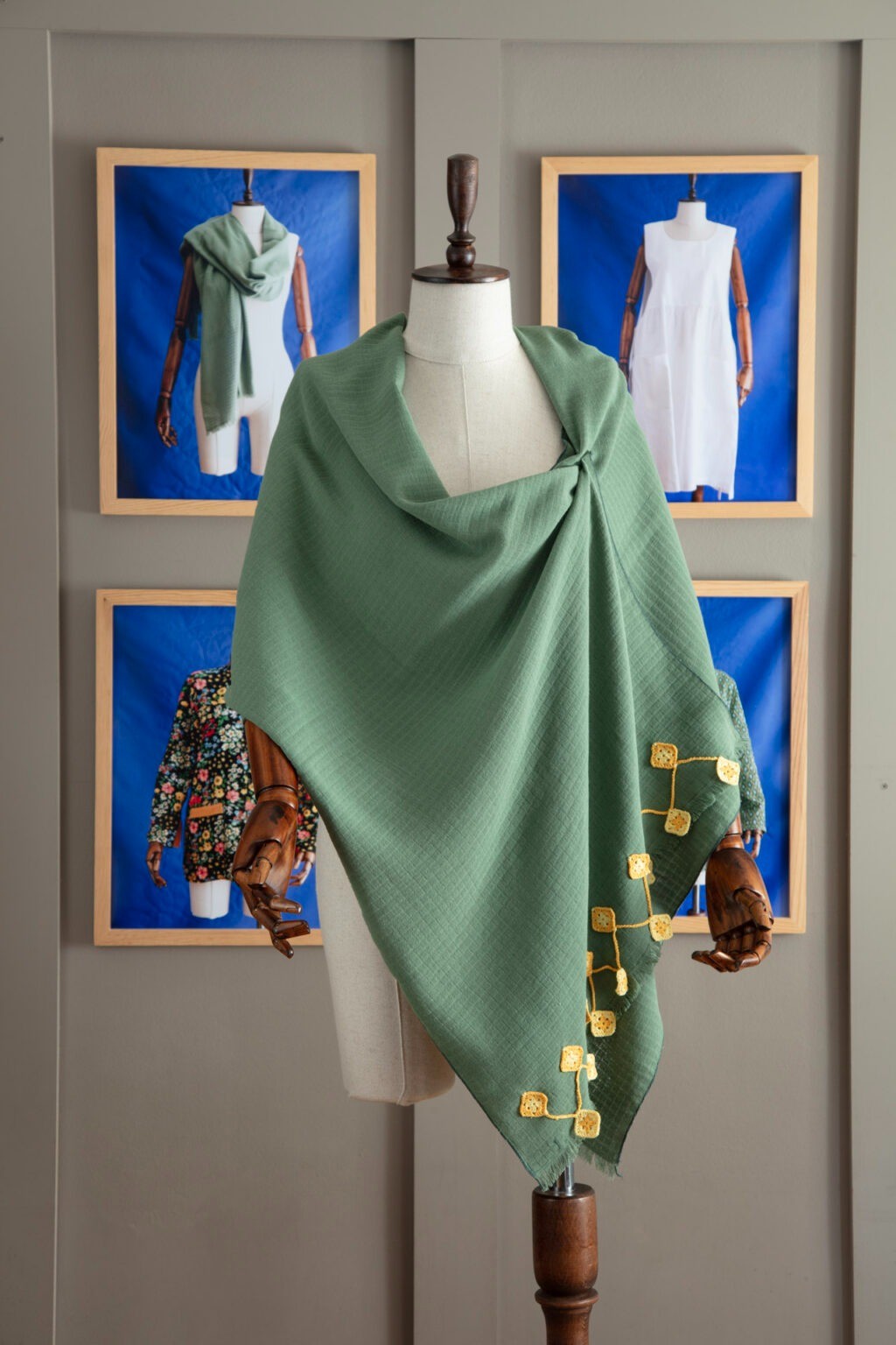 Nirmal Muslin Oyalı Şal Açık Yeşil 70*190