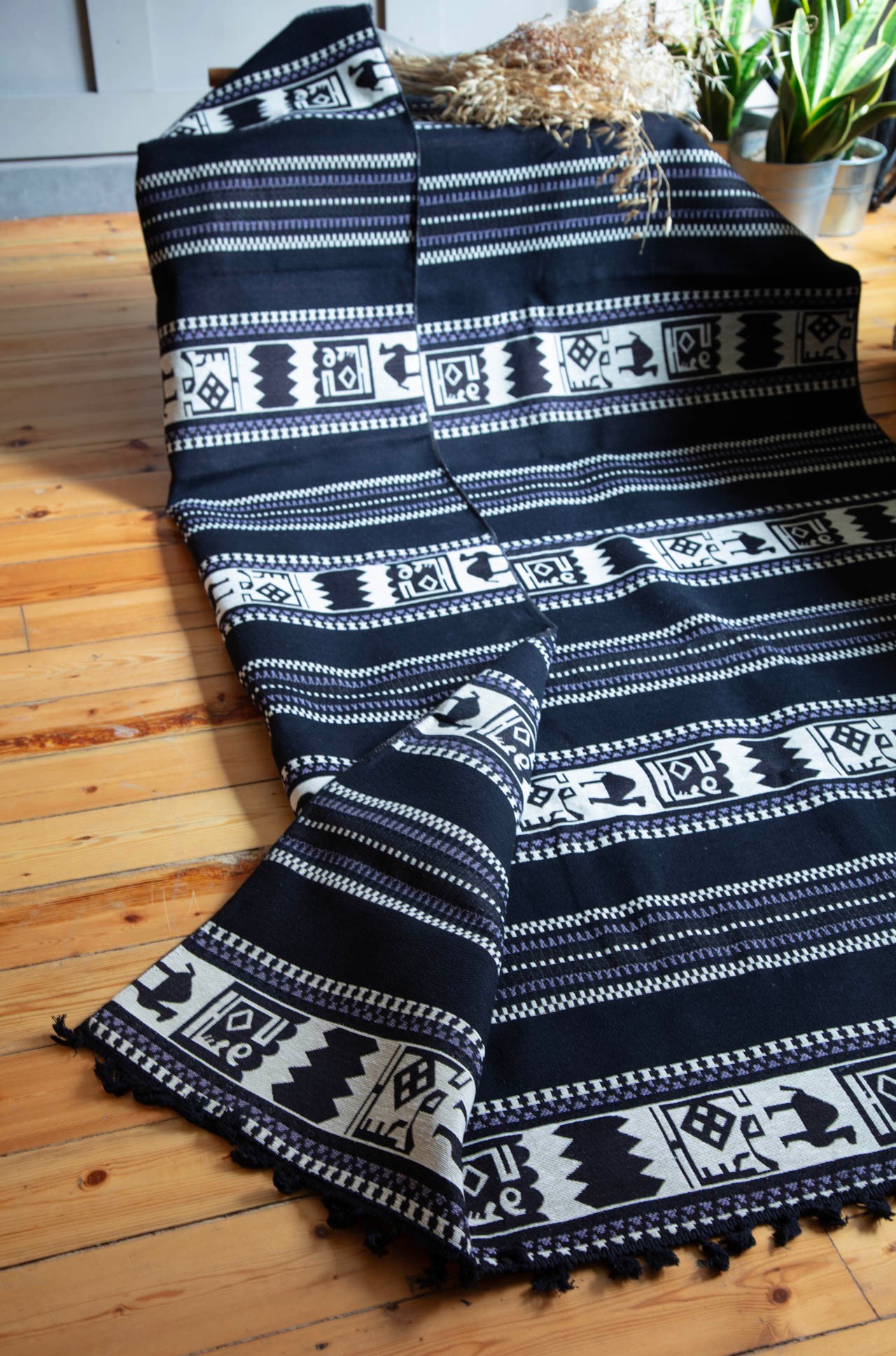 Nirmal Gamel Kilim 140*200 Siyah/Beyaz