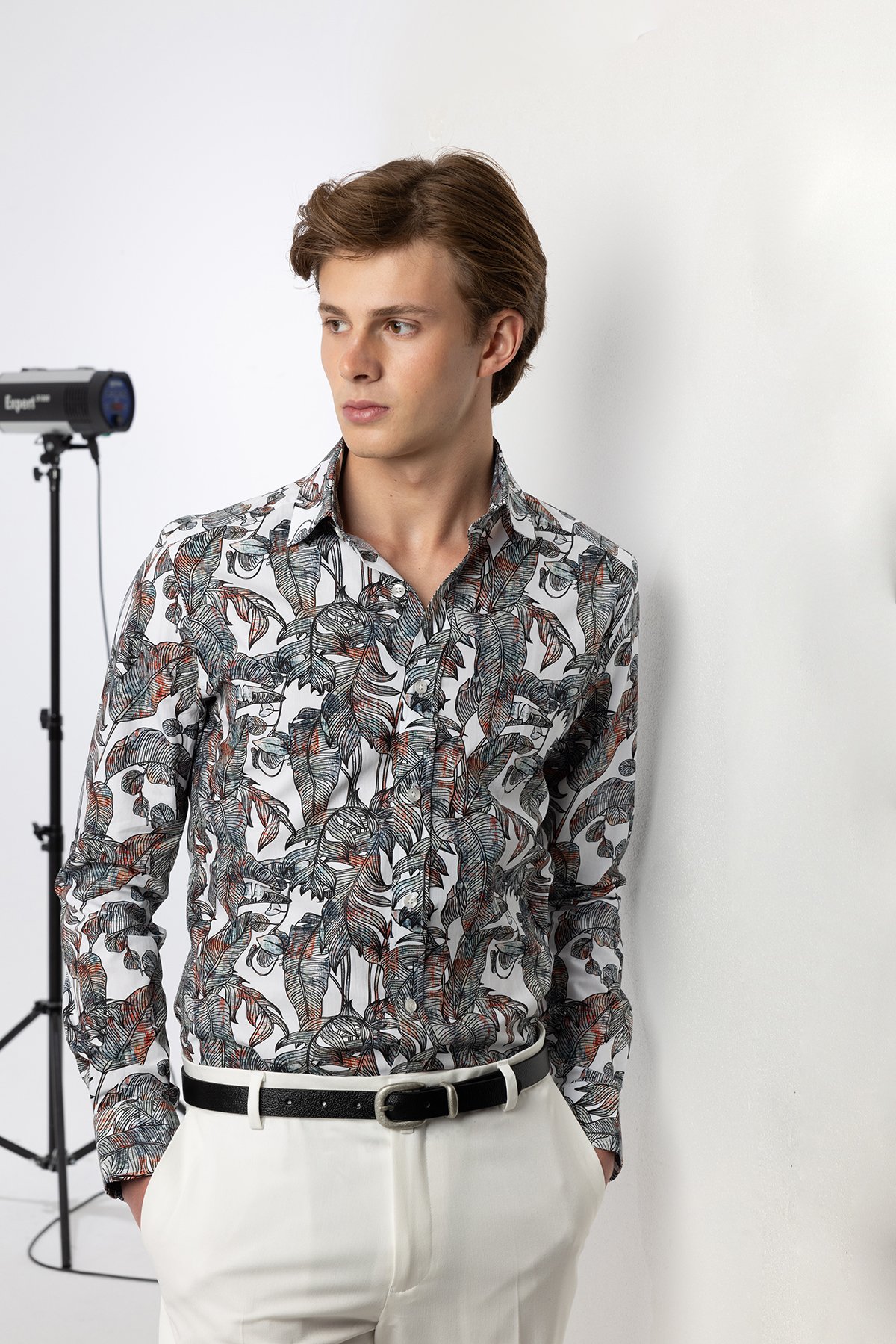 Slim Fit Klasik Pamuk Dijital Gömlek 4003-117