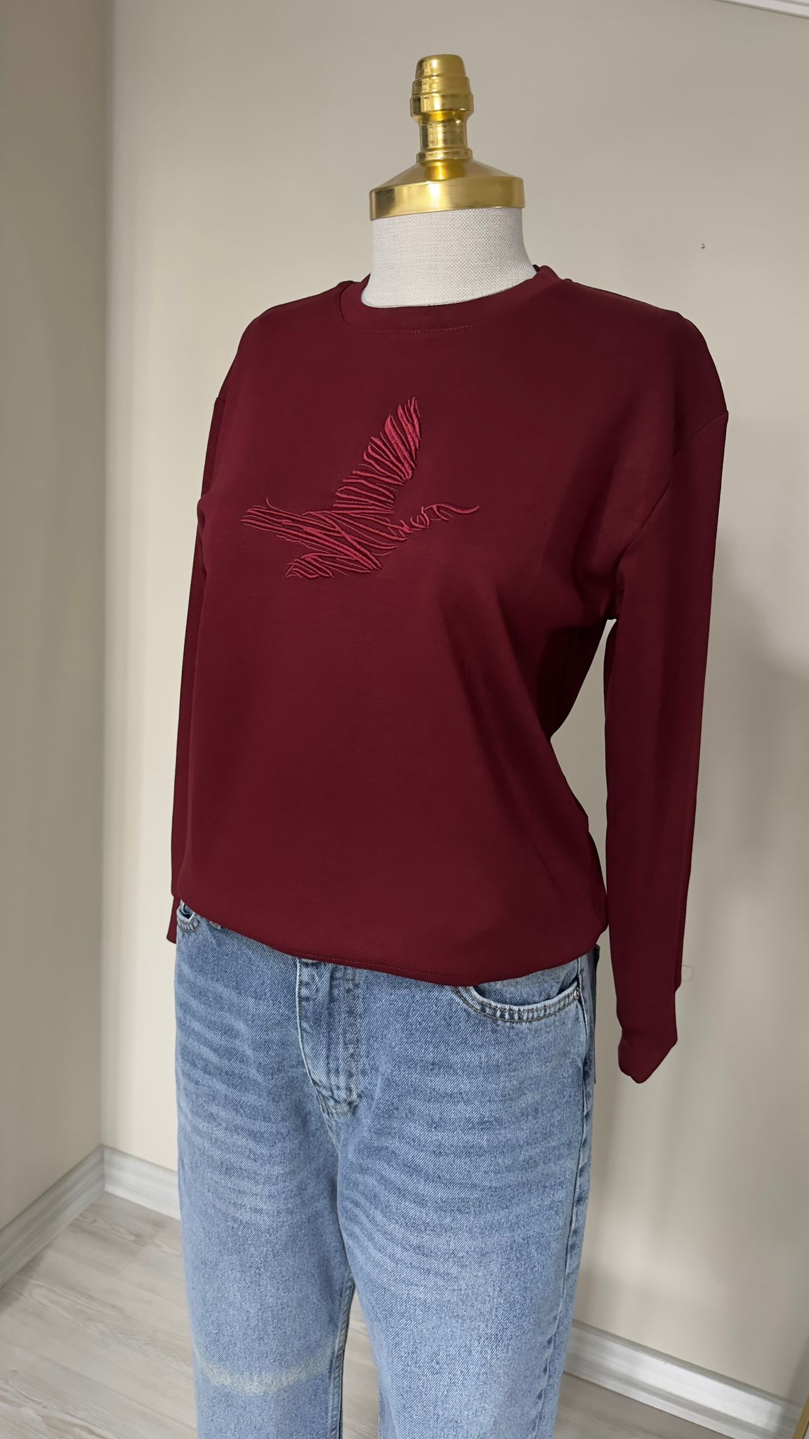 Kuş Motif Detaylı Sweatshirt