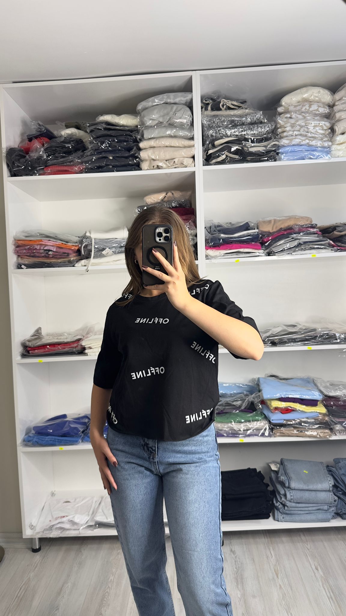 siyah renkli crops t shirt