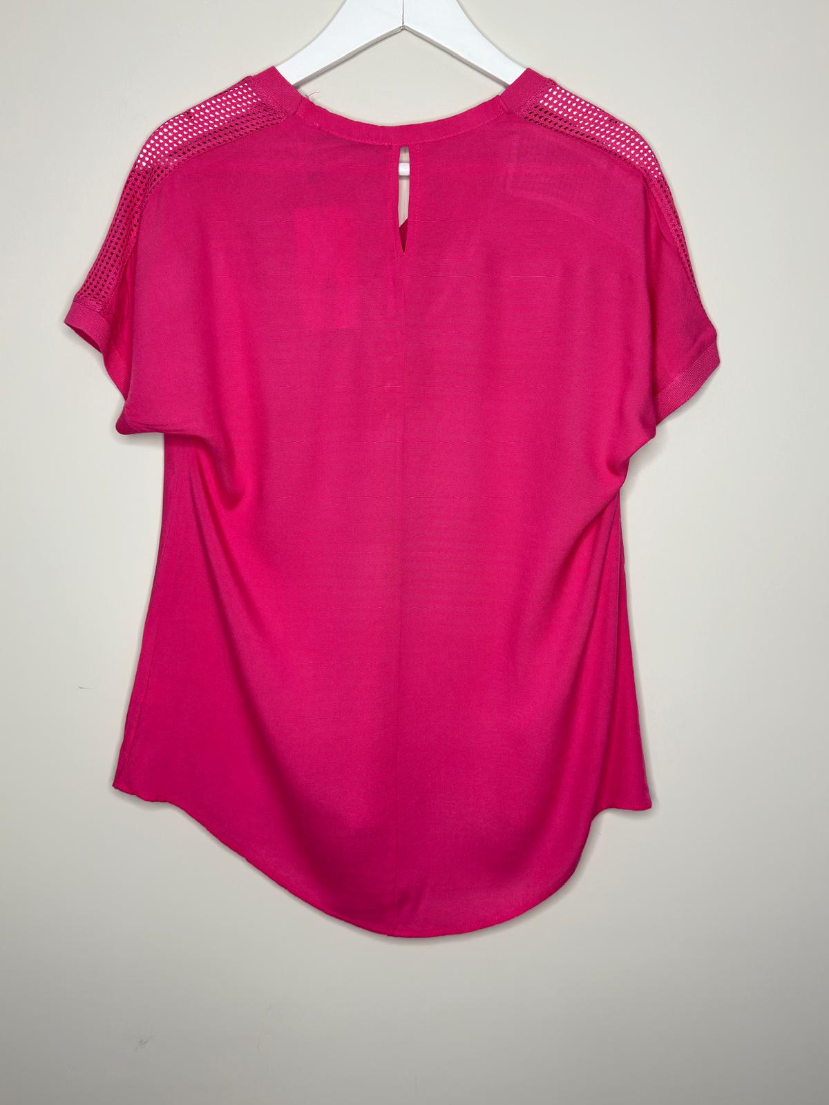 V Yaka Düğmeli Pembe Triko