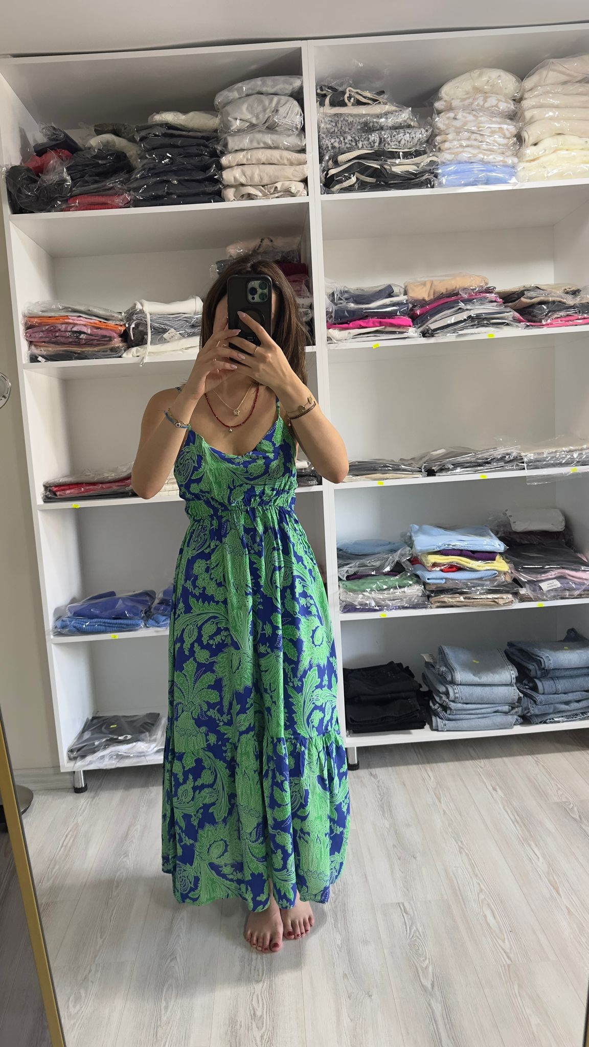etnik desenli asklılı elbise