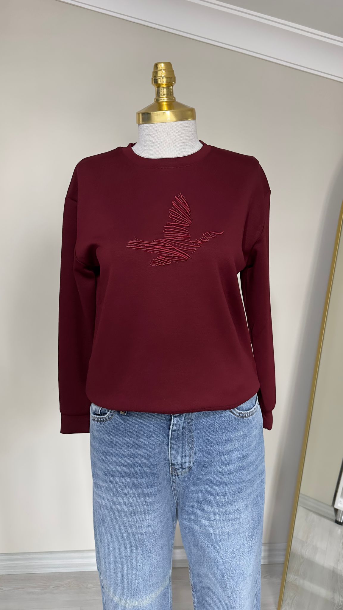 Kuş Motif Detaylı Sweatshirt