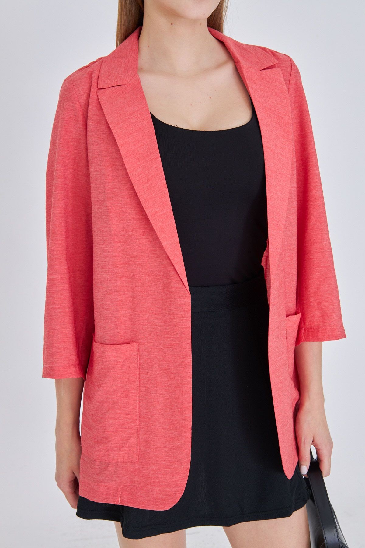 Kadın Pembe Cepli Oversize Ceket ARM-25Y001064