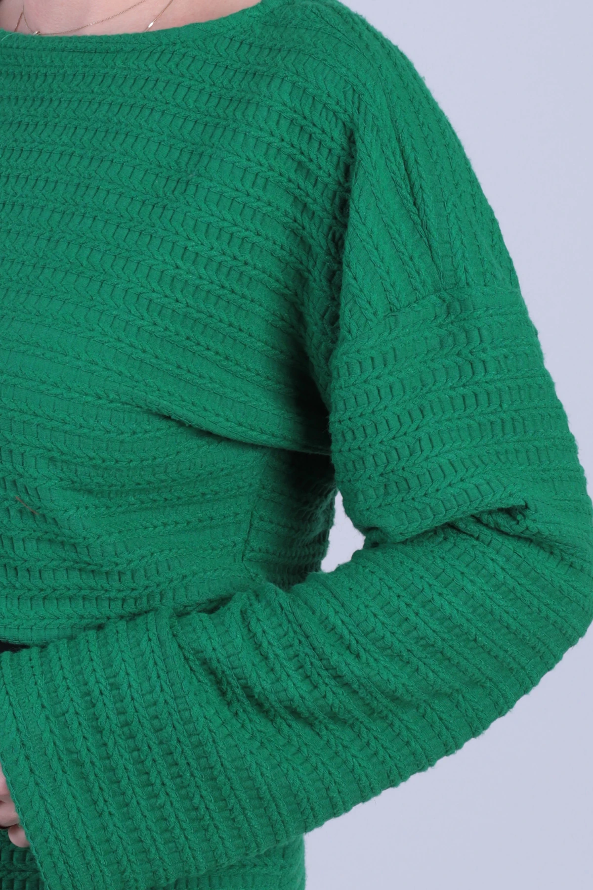 Kadın Yeşil Uzun Kollu Yumuşak Dokulu Salaş Elbise ARM-26K001078