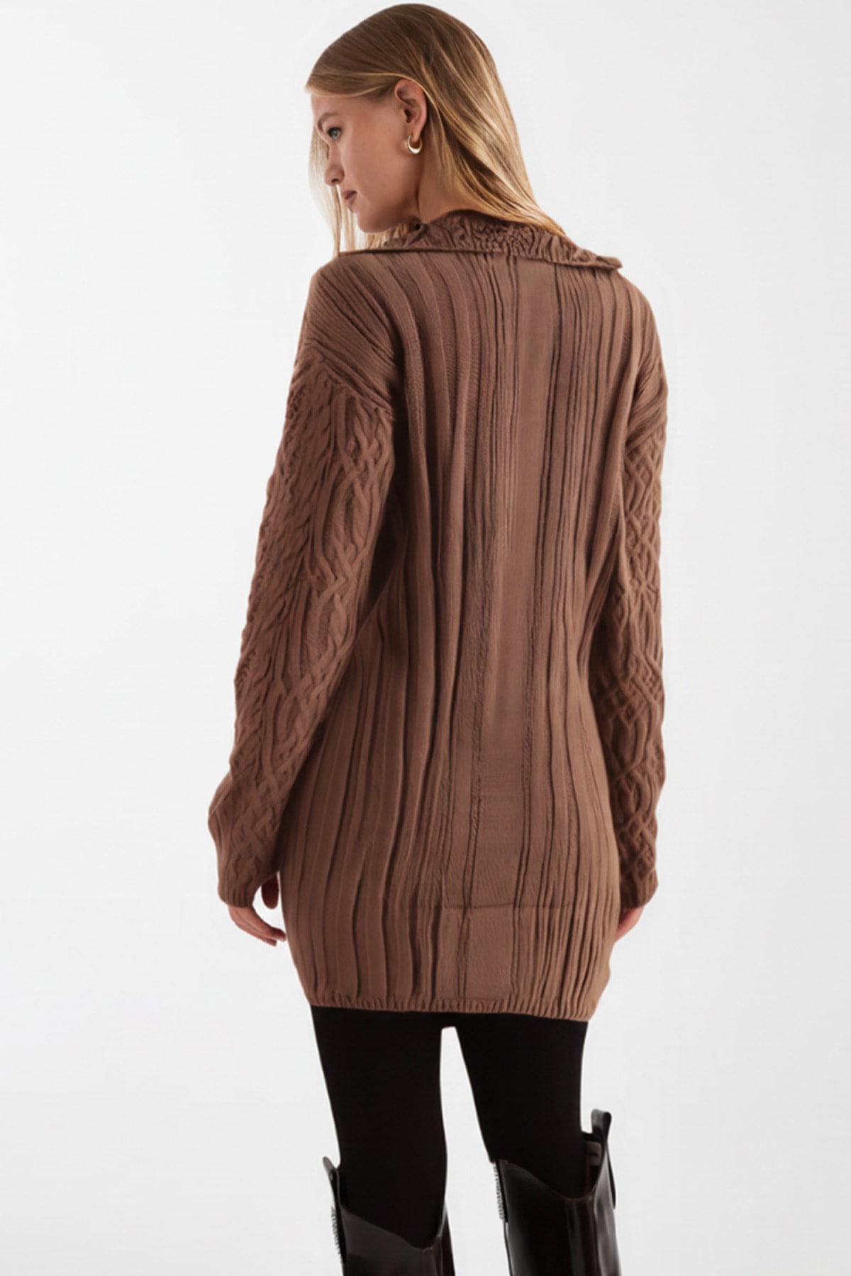 Kadın Kahve V Yaka Triko Kazak ARM-26K136037