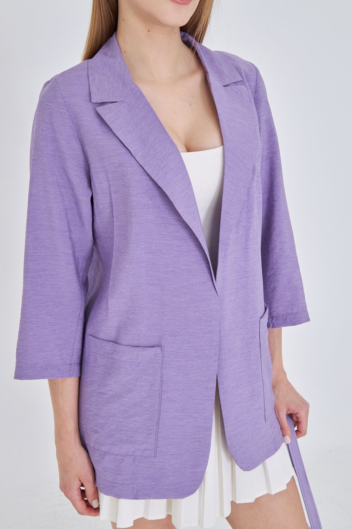 Kadın Lila Cepli Oversize Ceket ARM-25Y001064