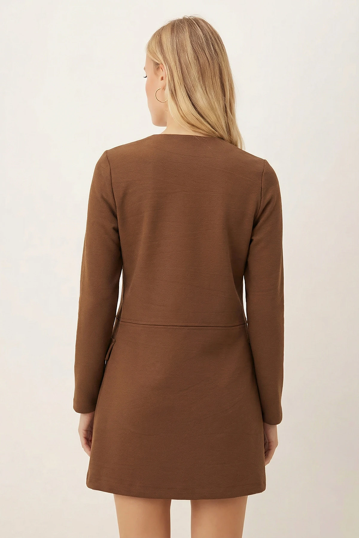 Kadın Koyu Haki Beli Dikişli Uzun Ceket ARM-26K001017