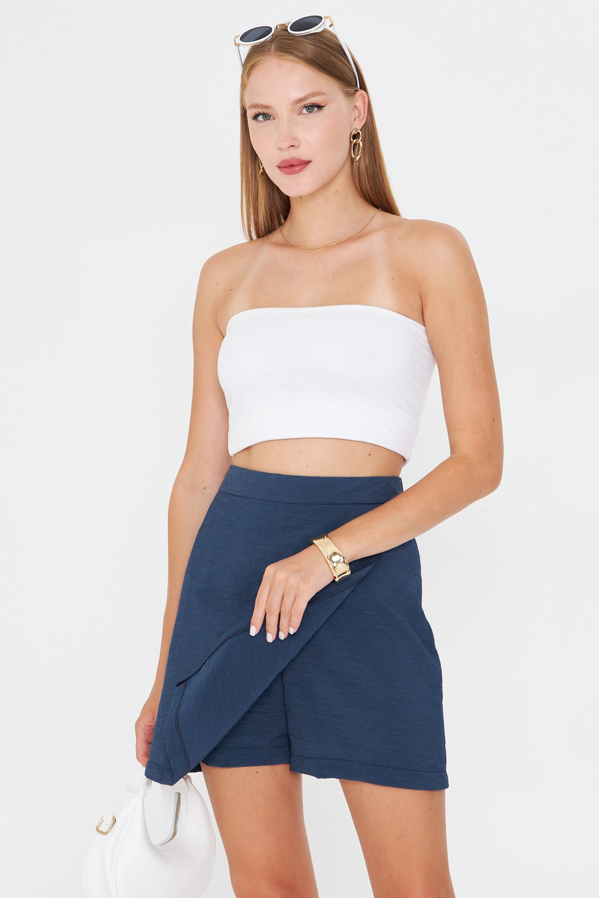 Kadın Koyu Mavi Şort Etek ARM-25Y001084