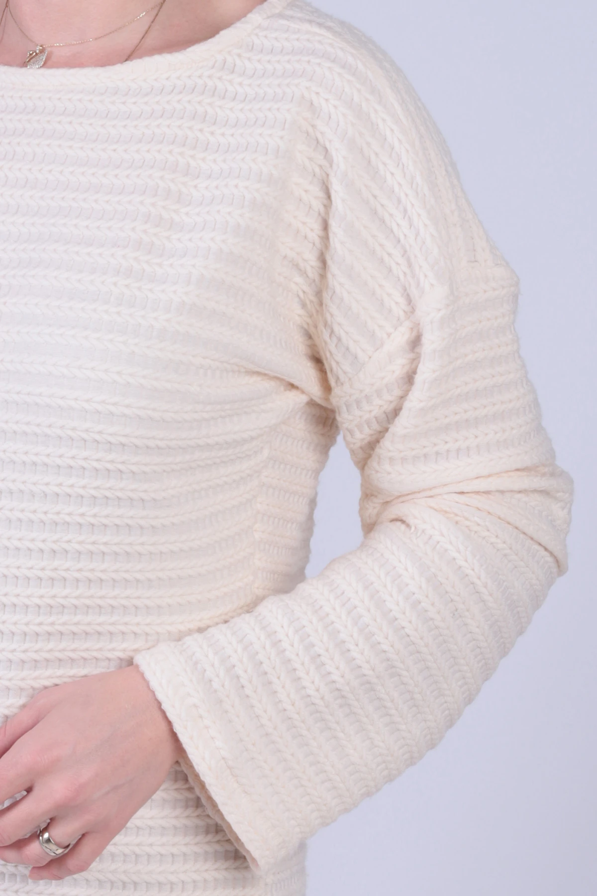 Kadın Ekru Uzun Kollu Yumuşak Dokulu Salaş Elbise ARM-26K001078