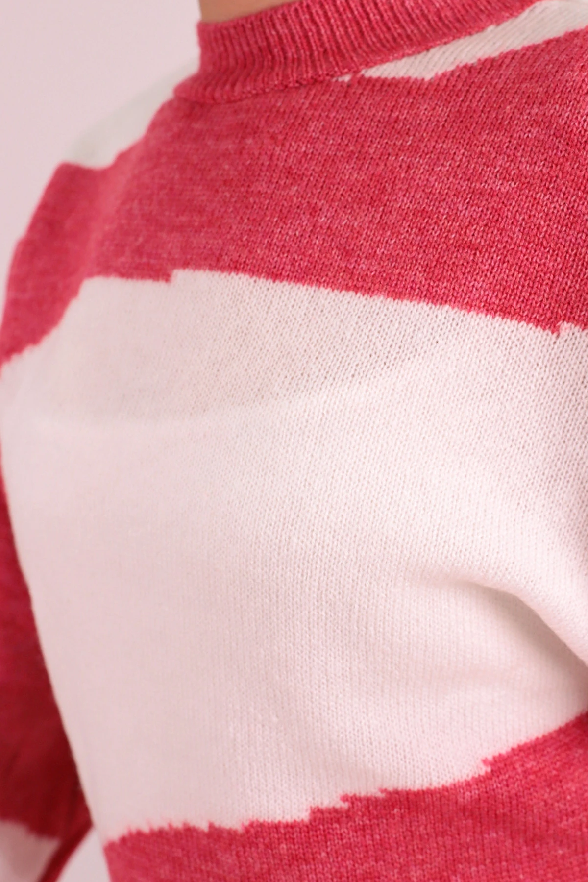 Kadın Fuşya İki Renkli Triko Kazak ARM-26K136079