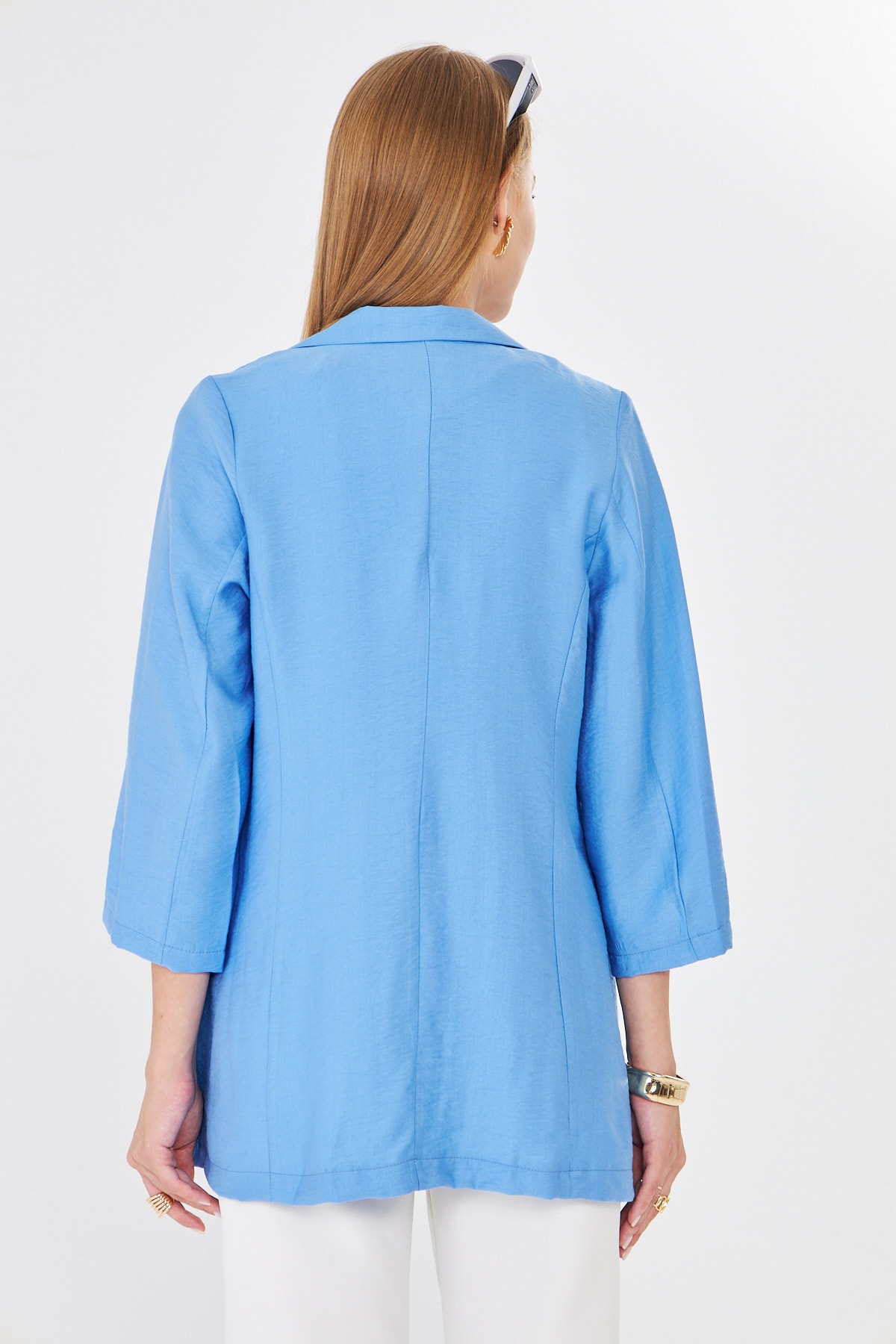 Kadın Mavi Cepli Oversize Ceket ARM-26K001005