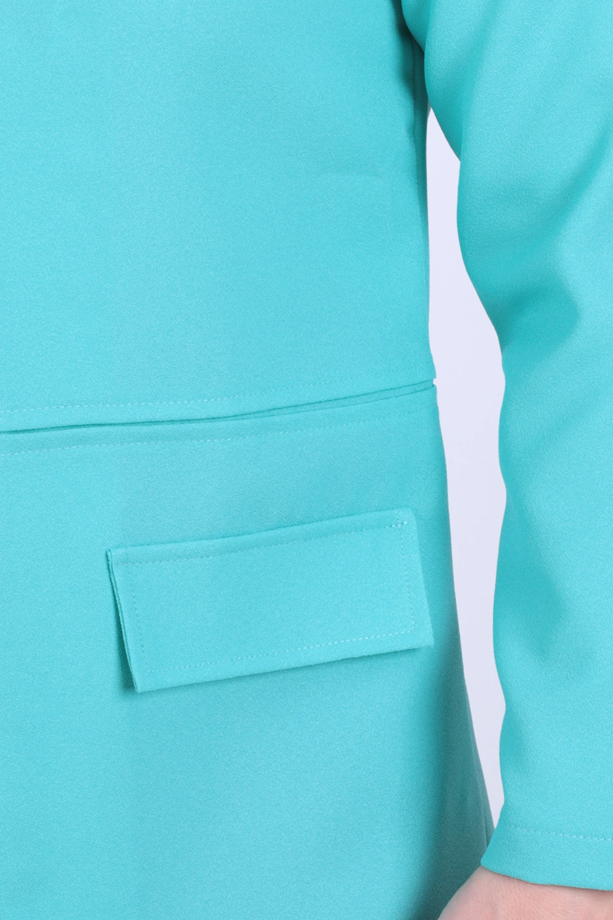 Kadın Turkuaz Beli Dikişli Uzun Ceket ARM-26K001017