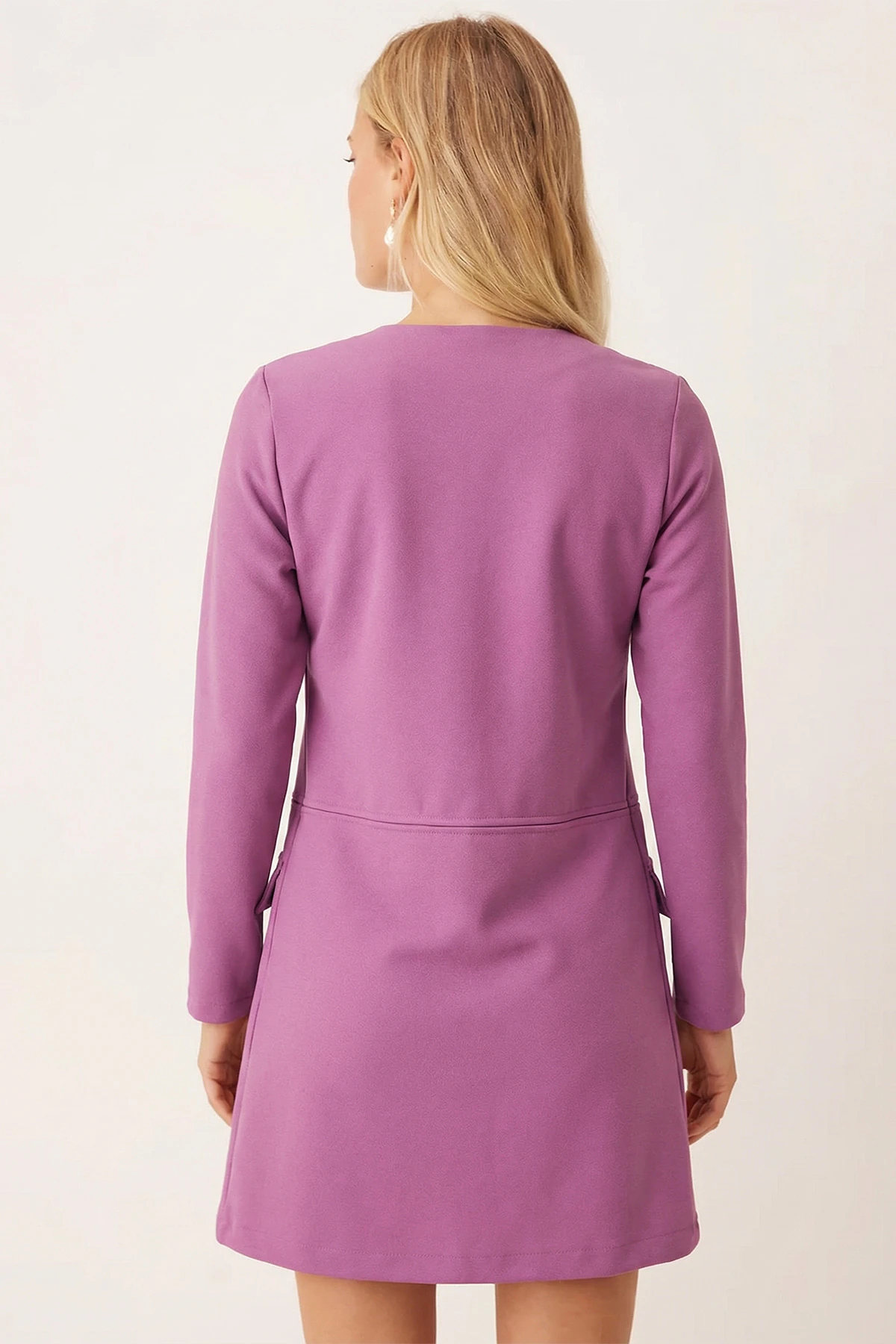 Kadın Mor Beli Dikişli Uzun Ceket ARM-26K001017