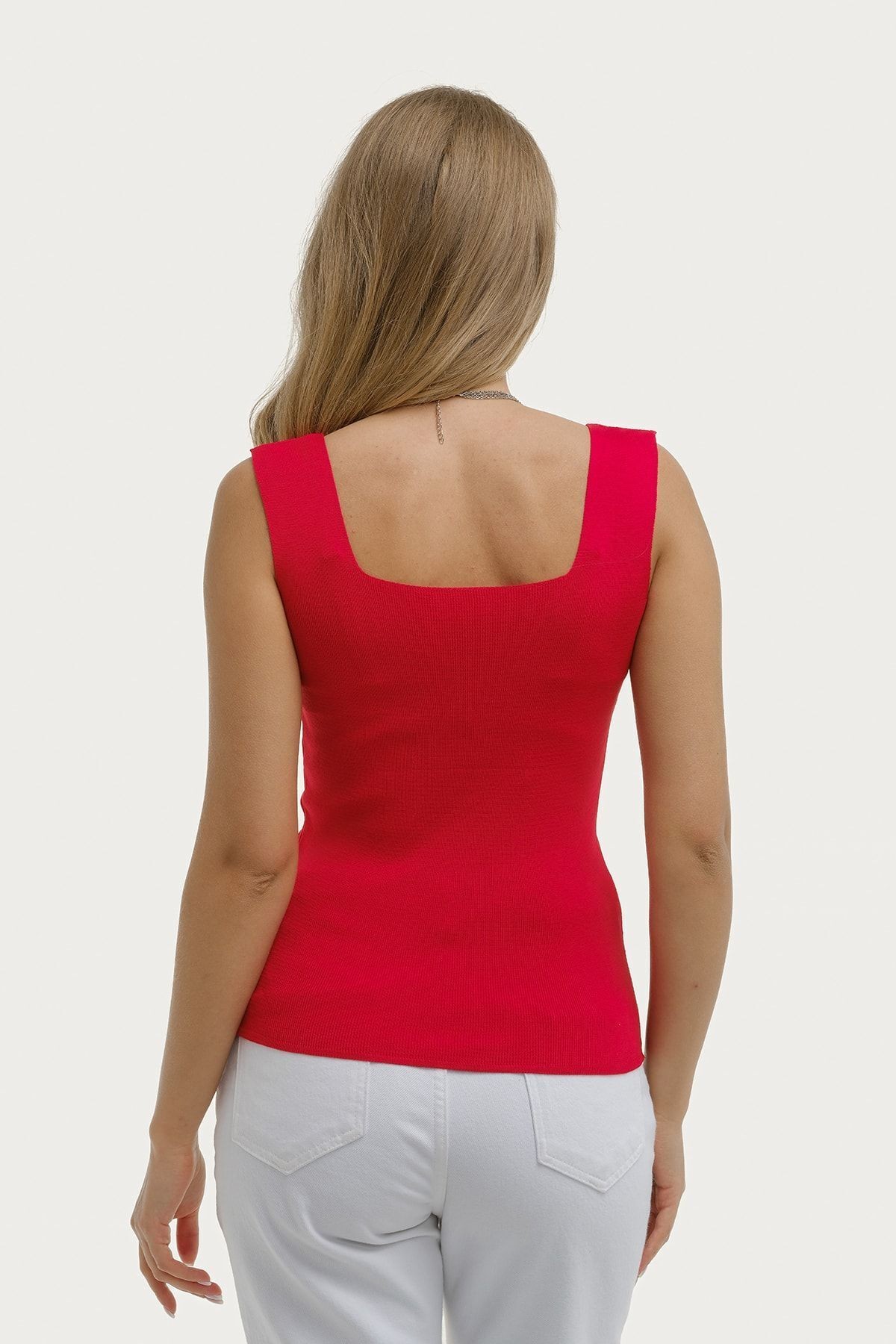 Kadın Kırmızı Kalın Askılı Kaşkorse Bluz Arm-23y069001