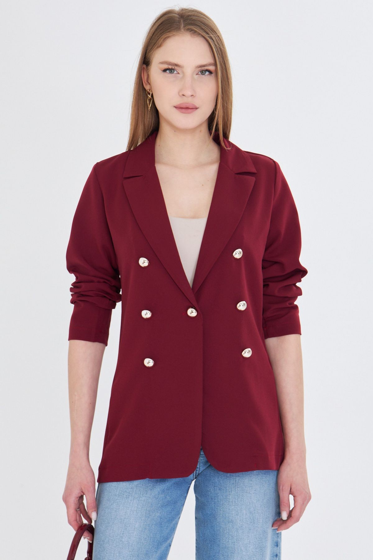Kadın Bordo Düğmeli Ceket ARM-20K001151