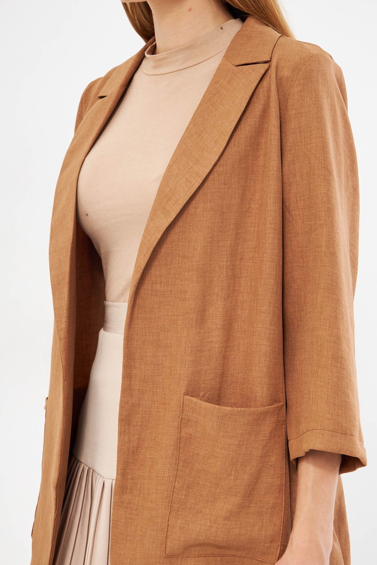 Kadın Camel Cepli Oversize Ceket ARM-24Y001115