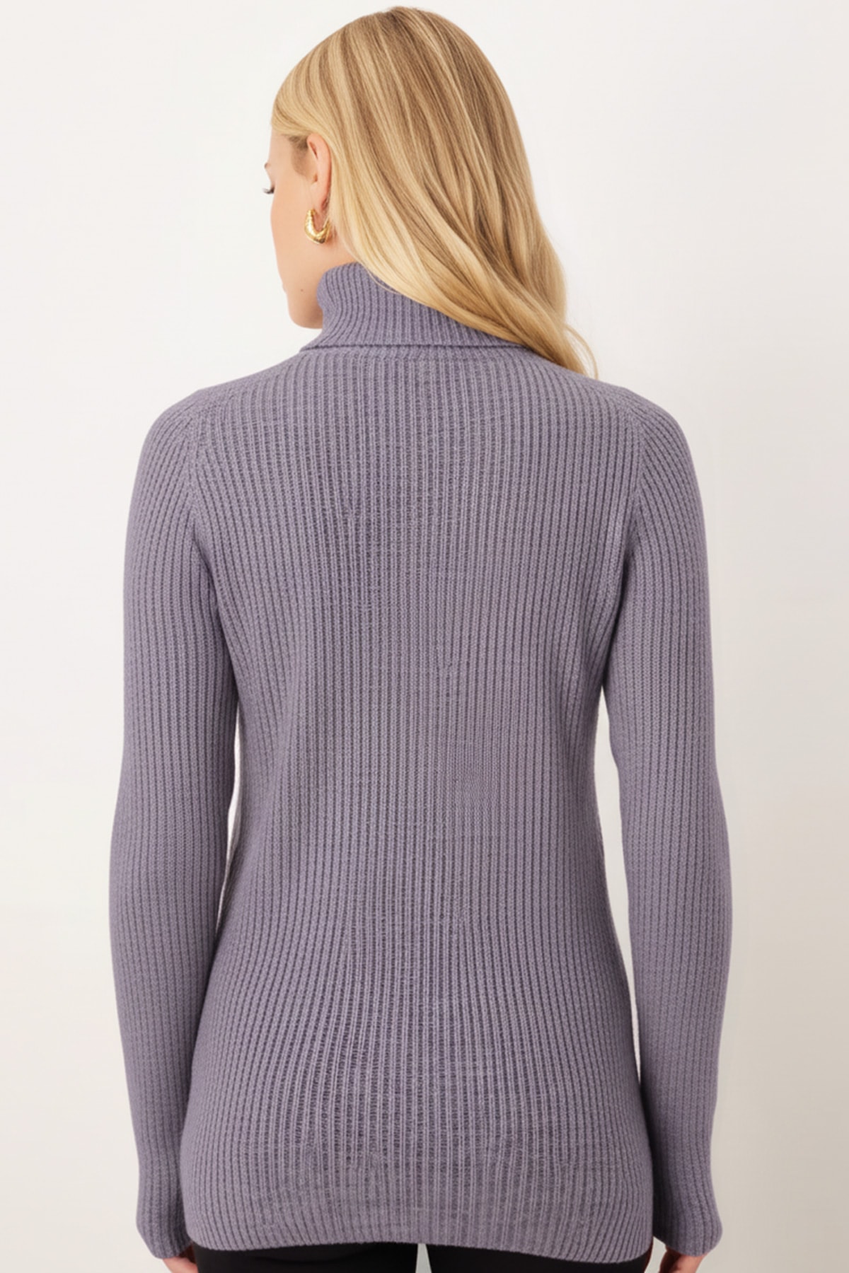 Kadın Gri Balıkçı Yaka Selanik Örgü Triko Kazak ARM-26K136017