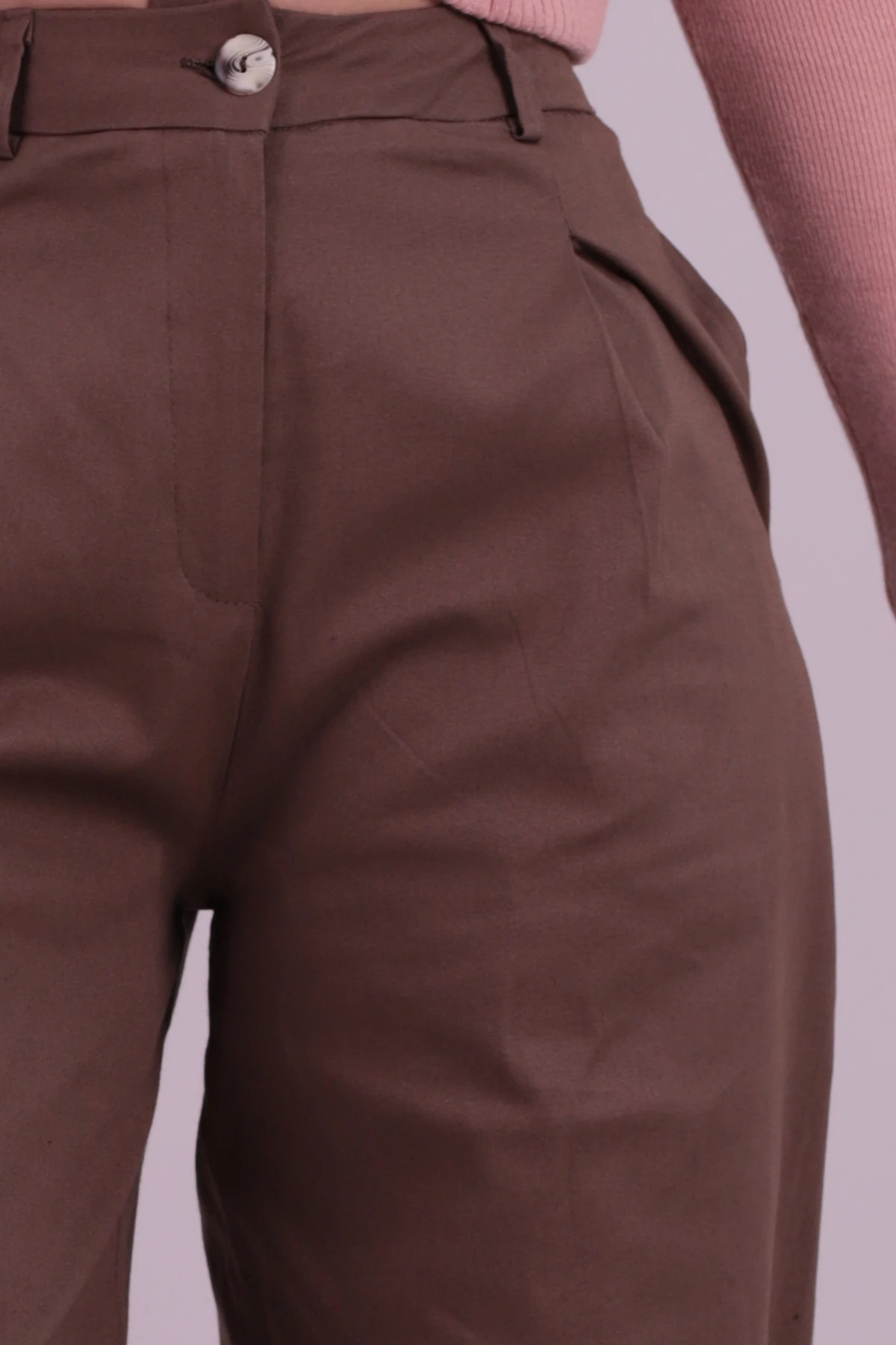 Kadın Vizon Yüksek Bel Önden Pile Detaylı Bol Paça Pantolon ARM-26K136041