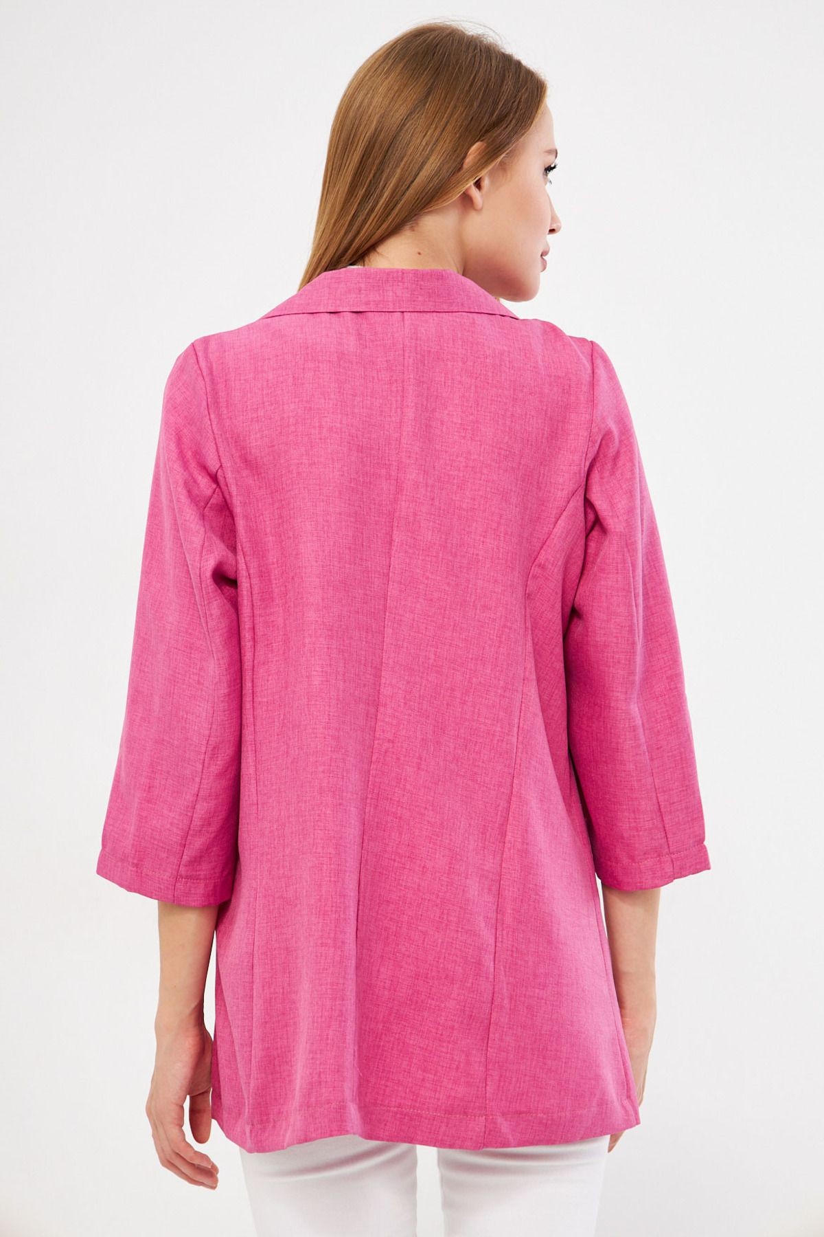 Kadın Fuşya Cepli Oversize Ceket ARM-24Y001115