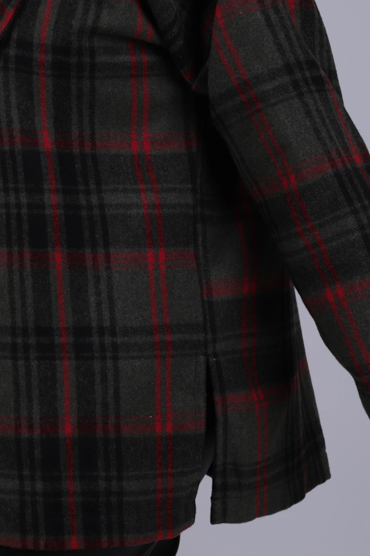 Kadın Haki Erkek Yaka Yanları Yırtmaçlı Oversize Ceket ARM-26K001009