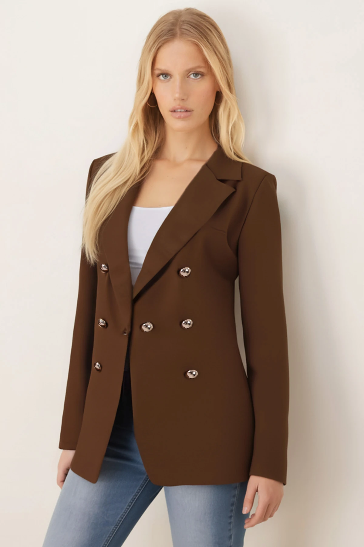 Kadın Koyu Haki Düğmeli Ceket ARM-20K001151